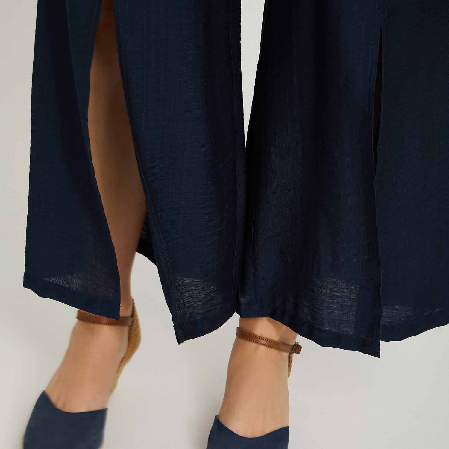 Pantalón Sport Cullote con Amarra Azul-2