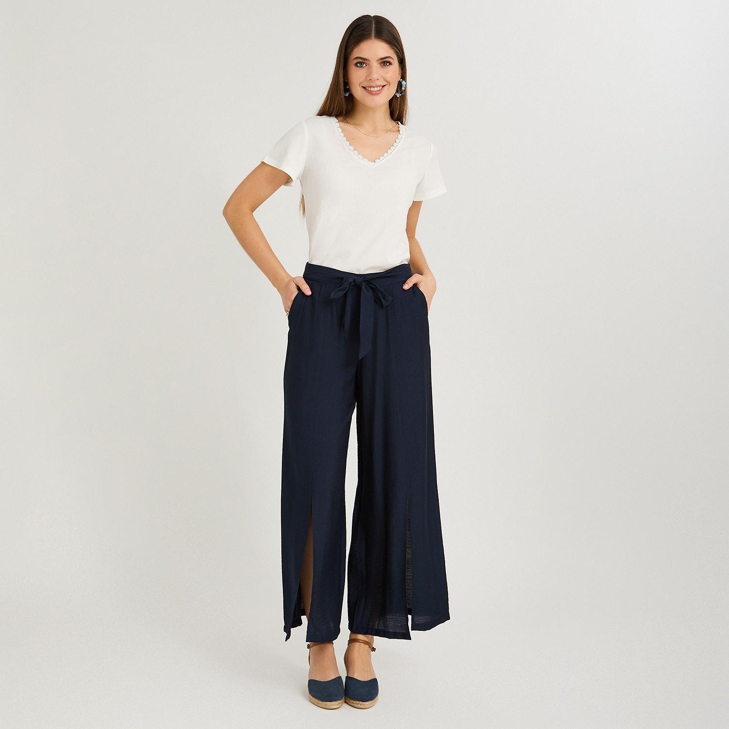 Pantalón Sport Cullote con Amarra Azul-3