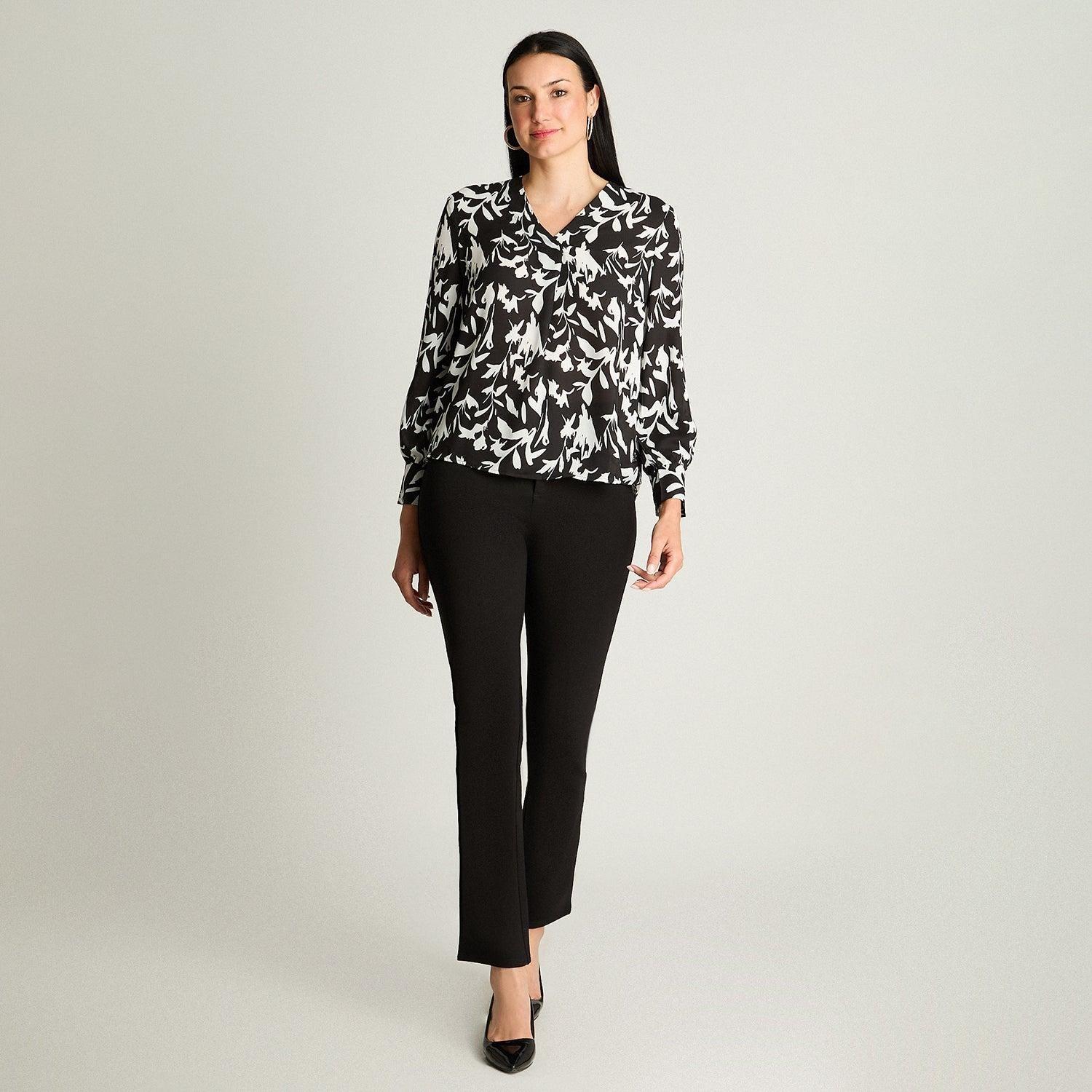 Blusa Manga Larga Escote V Negro-2