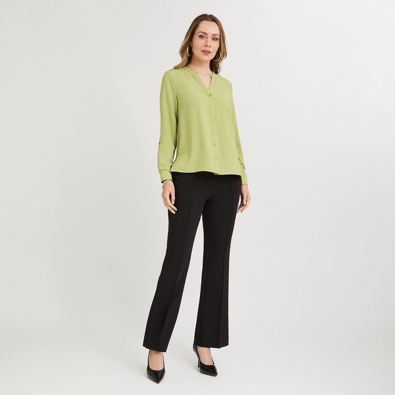 Blusa Manga Larga con Botones Frontales Verde-3