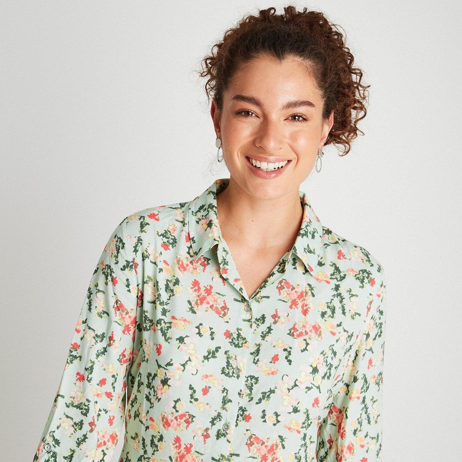 Vestido Tipo Bluson Manga Larga Con Bontones Menta-5