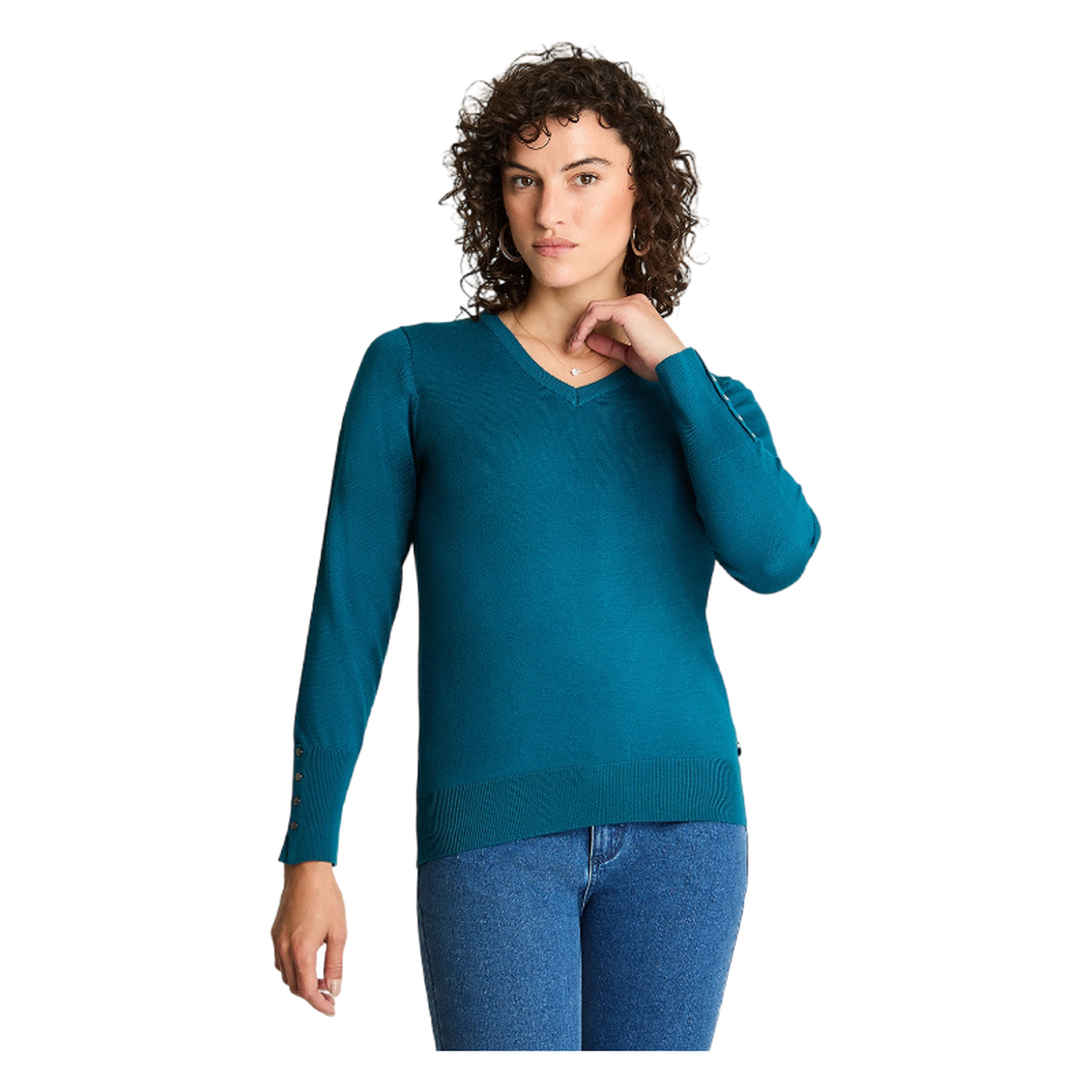 Sweater Escote V Petróleo-0