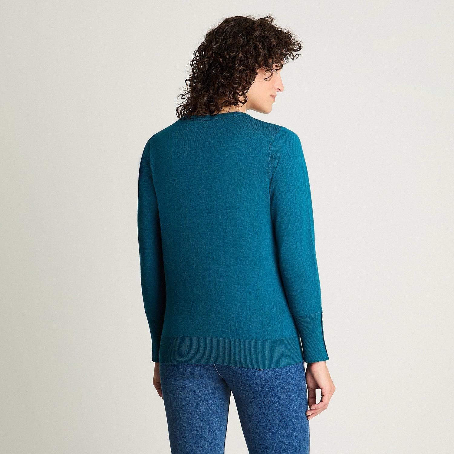 Sweater Escote V Petróleo-1