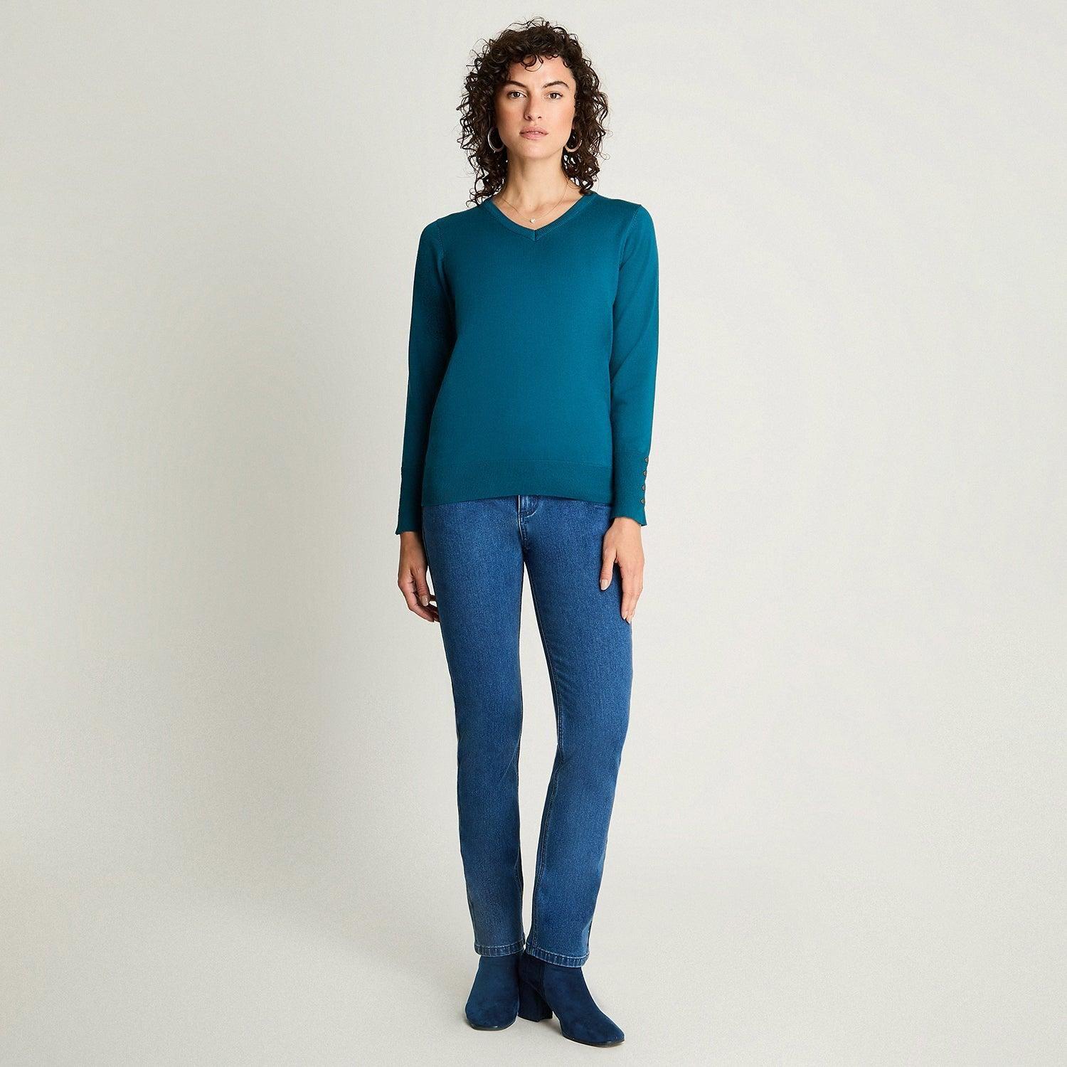 Sweater Escote V Petróleo-3