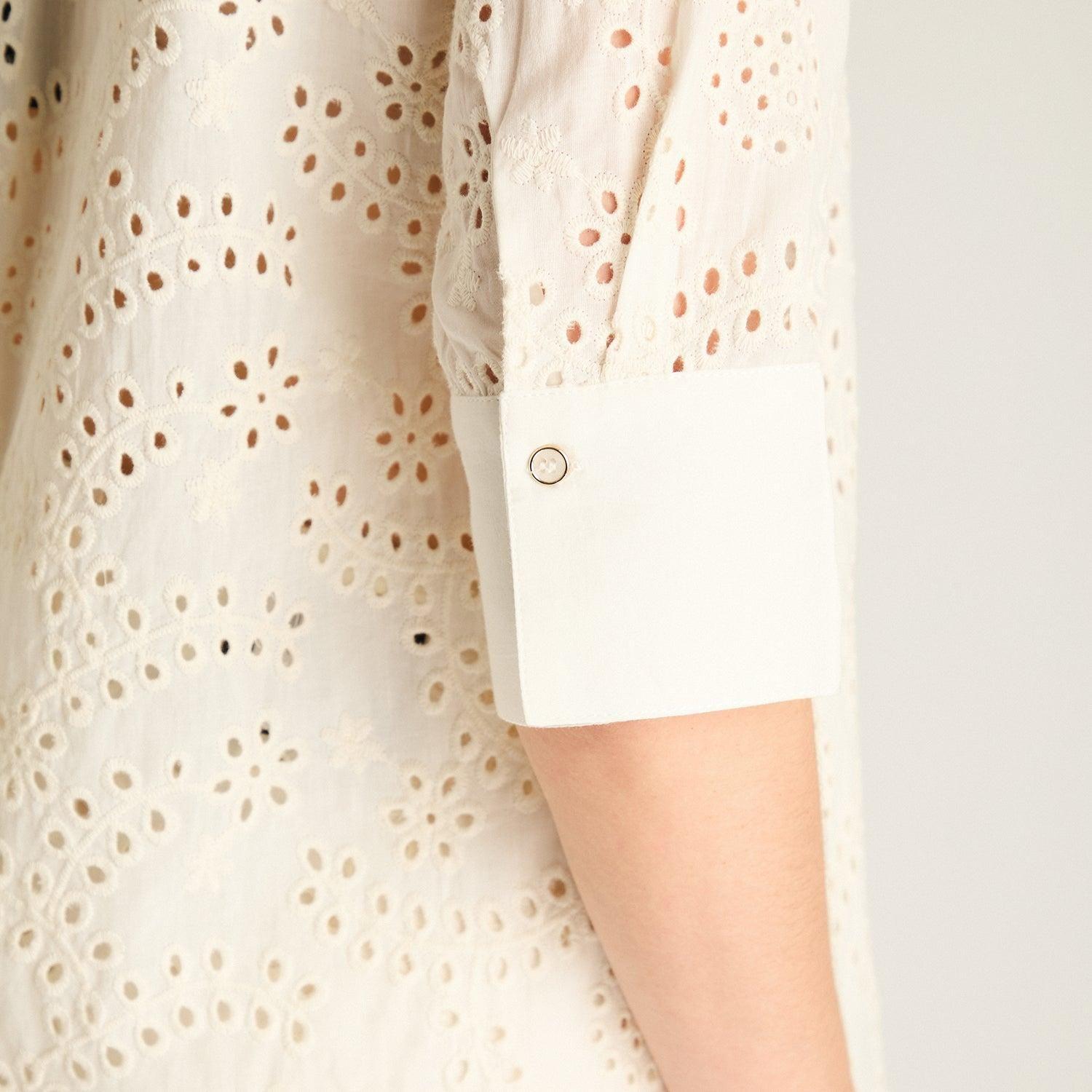 Blusa Crudo Manga 3/4 con Broderie-2