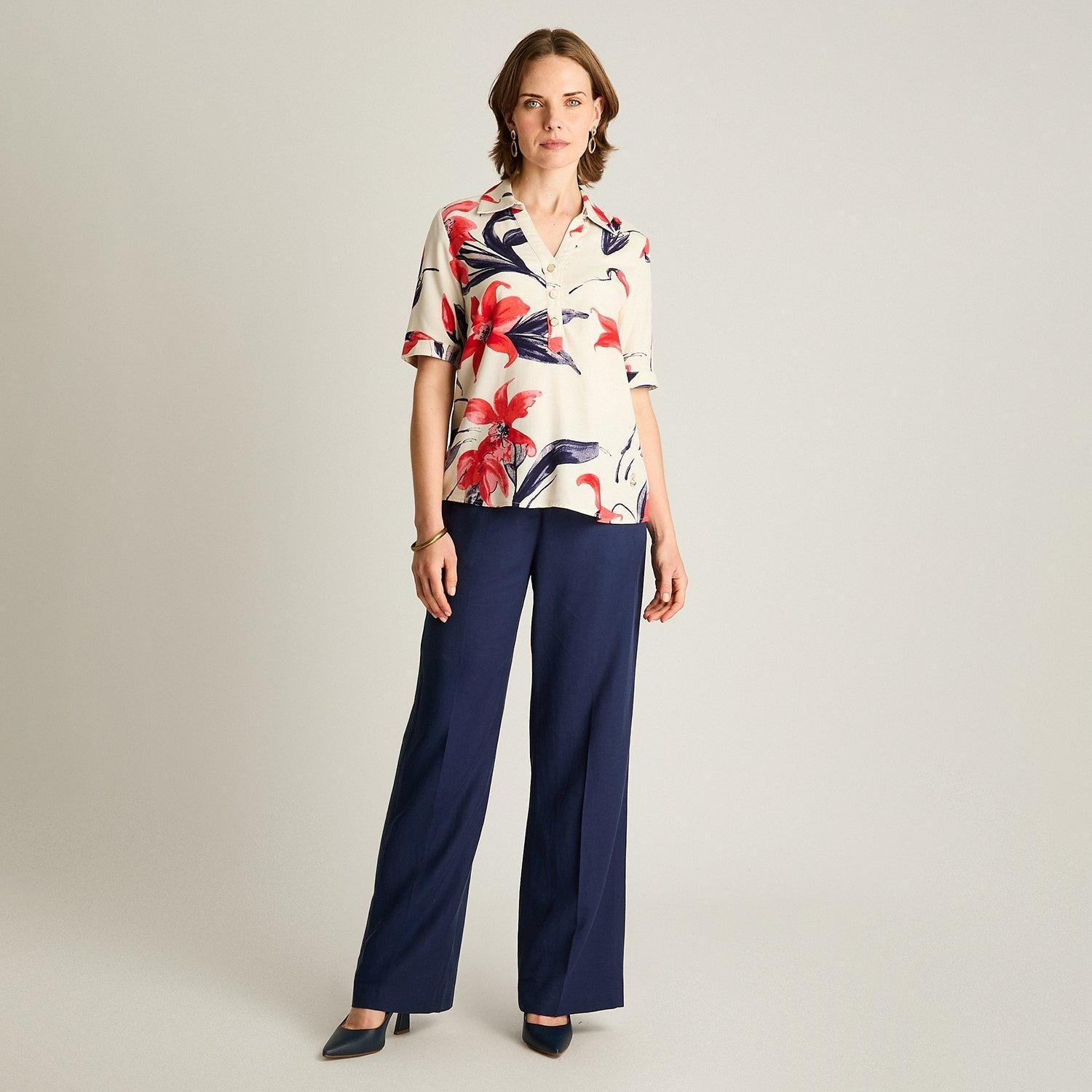 Blusa Lino Manga Corta Coral-3