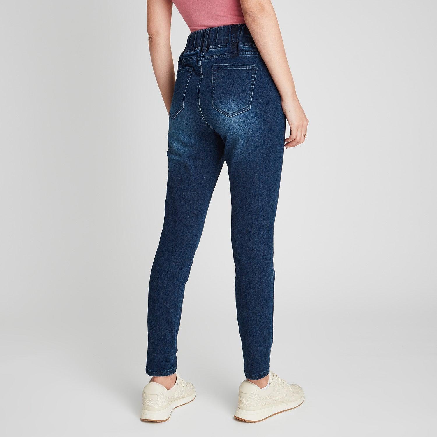Skinny Jeans Pretina Alta Azul Oscuro-1