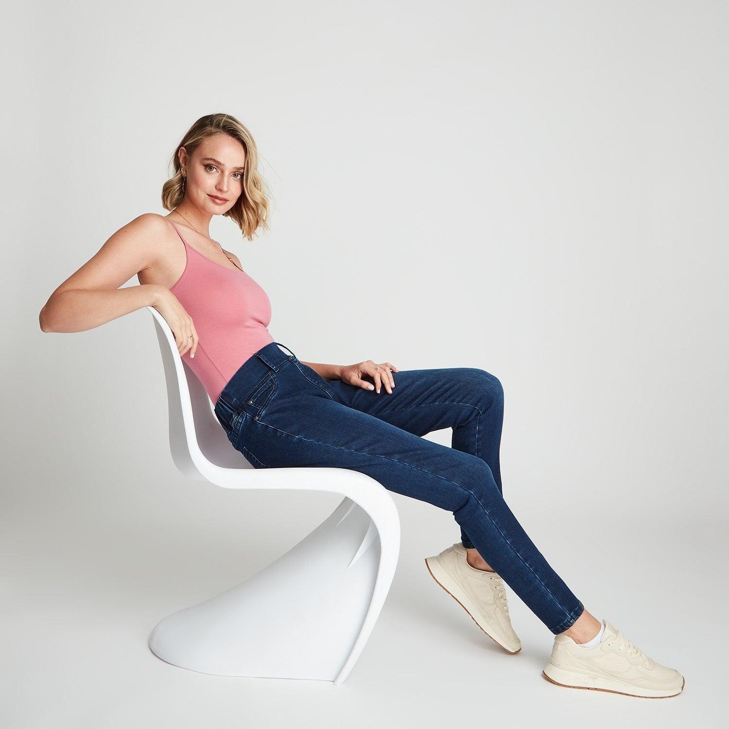 Skinny Jeans Pretina Alta Azul Oscuro-2