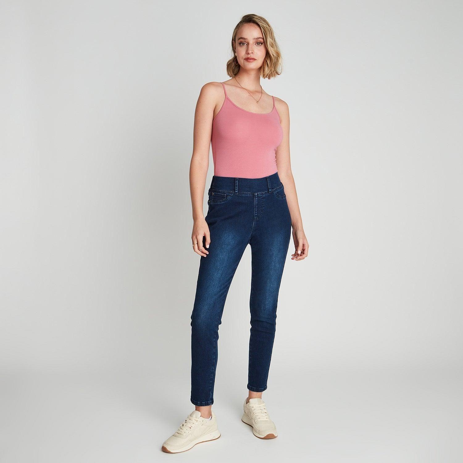 Skinny Jeans Pretina Alta Azul Oscuro-3