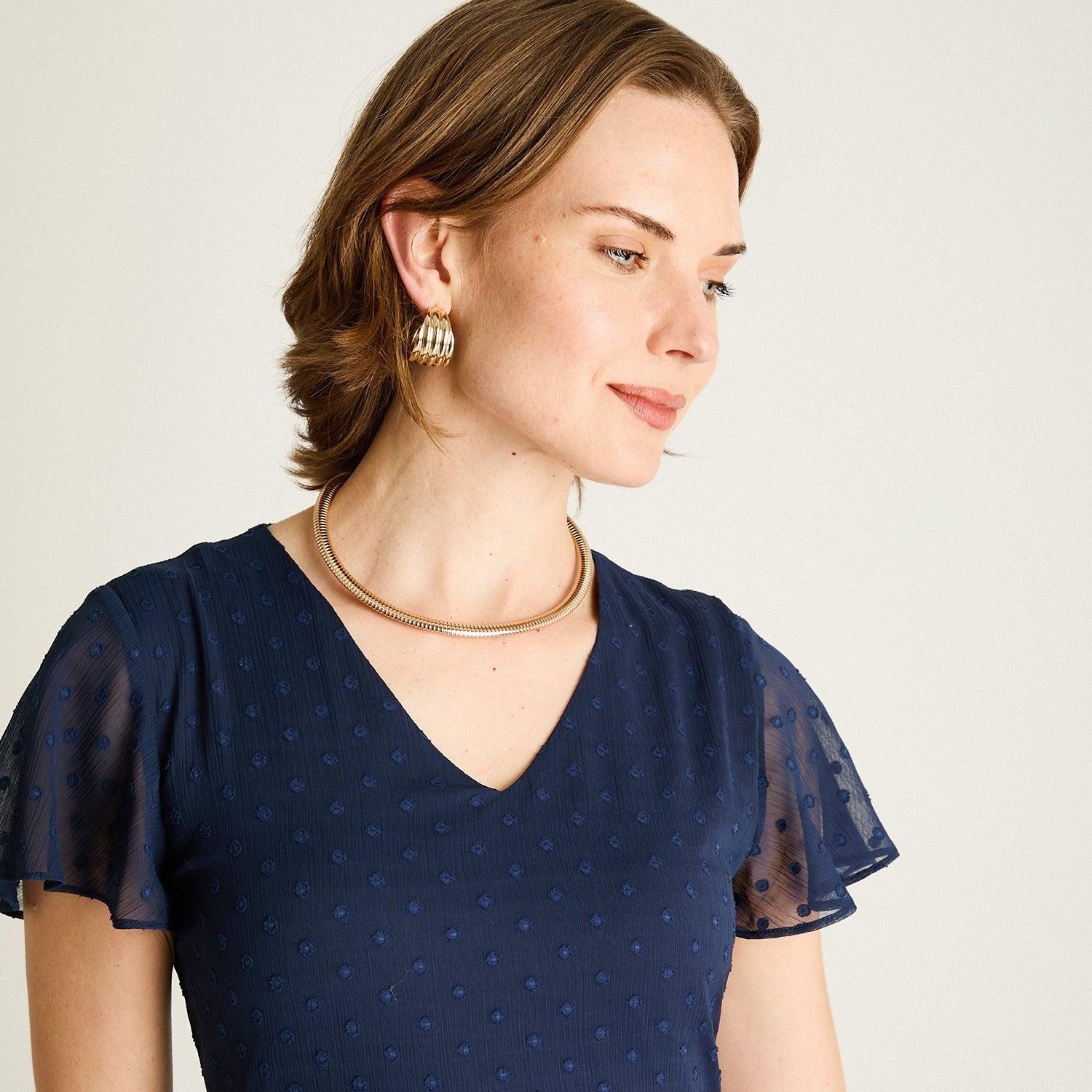 Vestido Midi Azul Con Forro-2