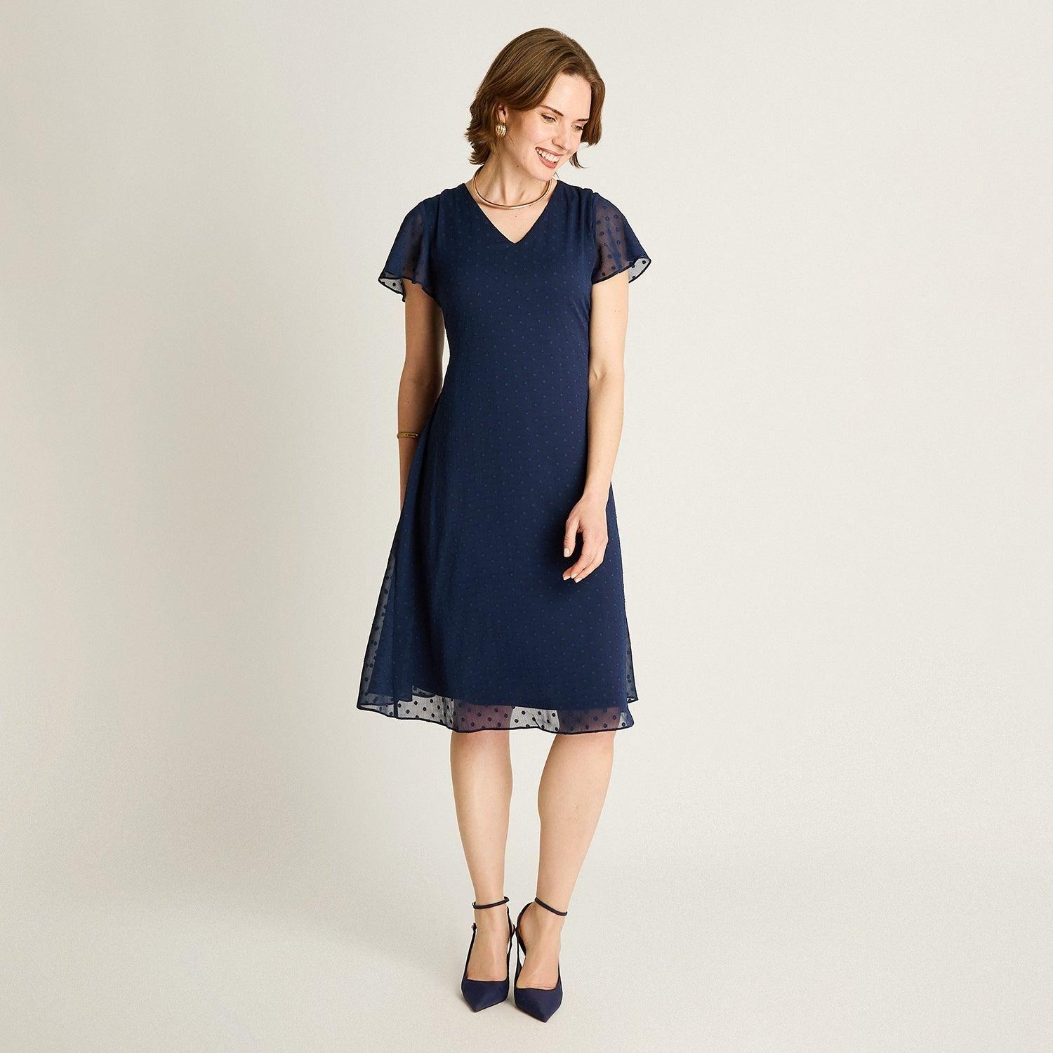 Vestido Midi Azul Con Forro-3