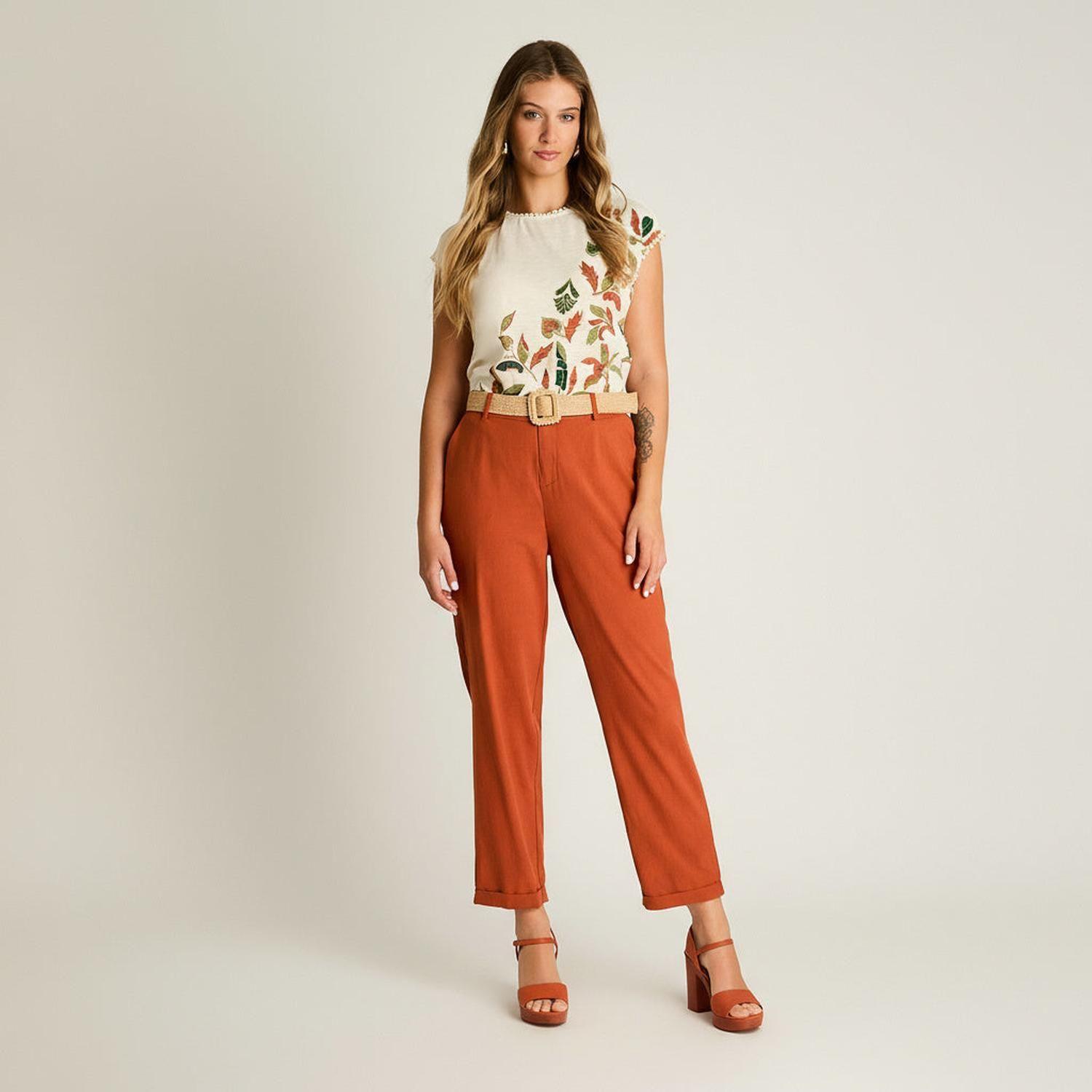 Pantalon Sport Terracota Recto No Elasticado Calce Normal-3