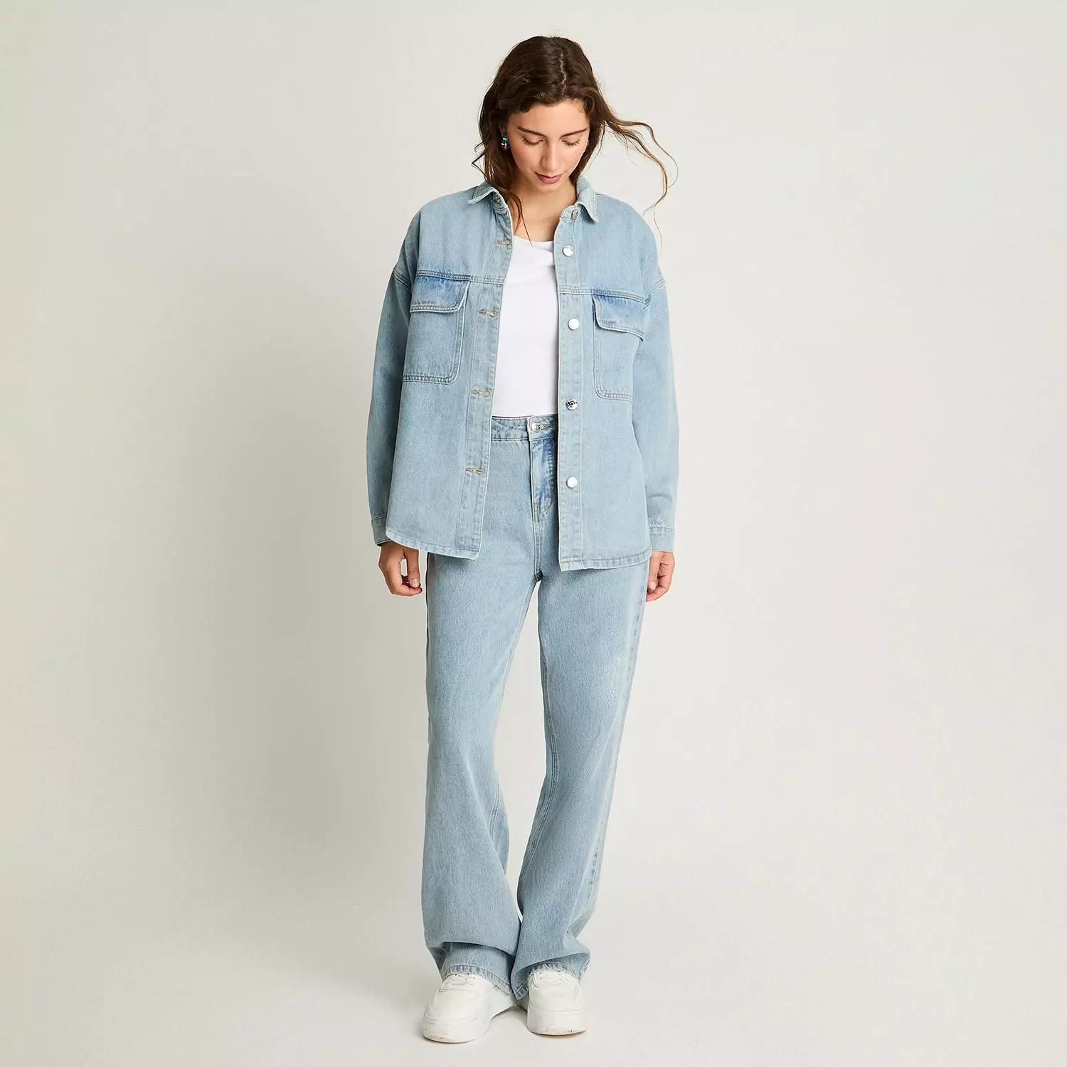 Chaqueta Sobre Camisa Manga Larga Denim Celeste-3