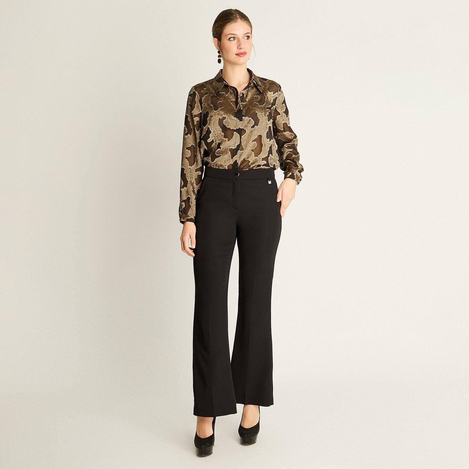 Pantalón Formal Negro Flare-3