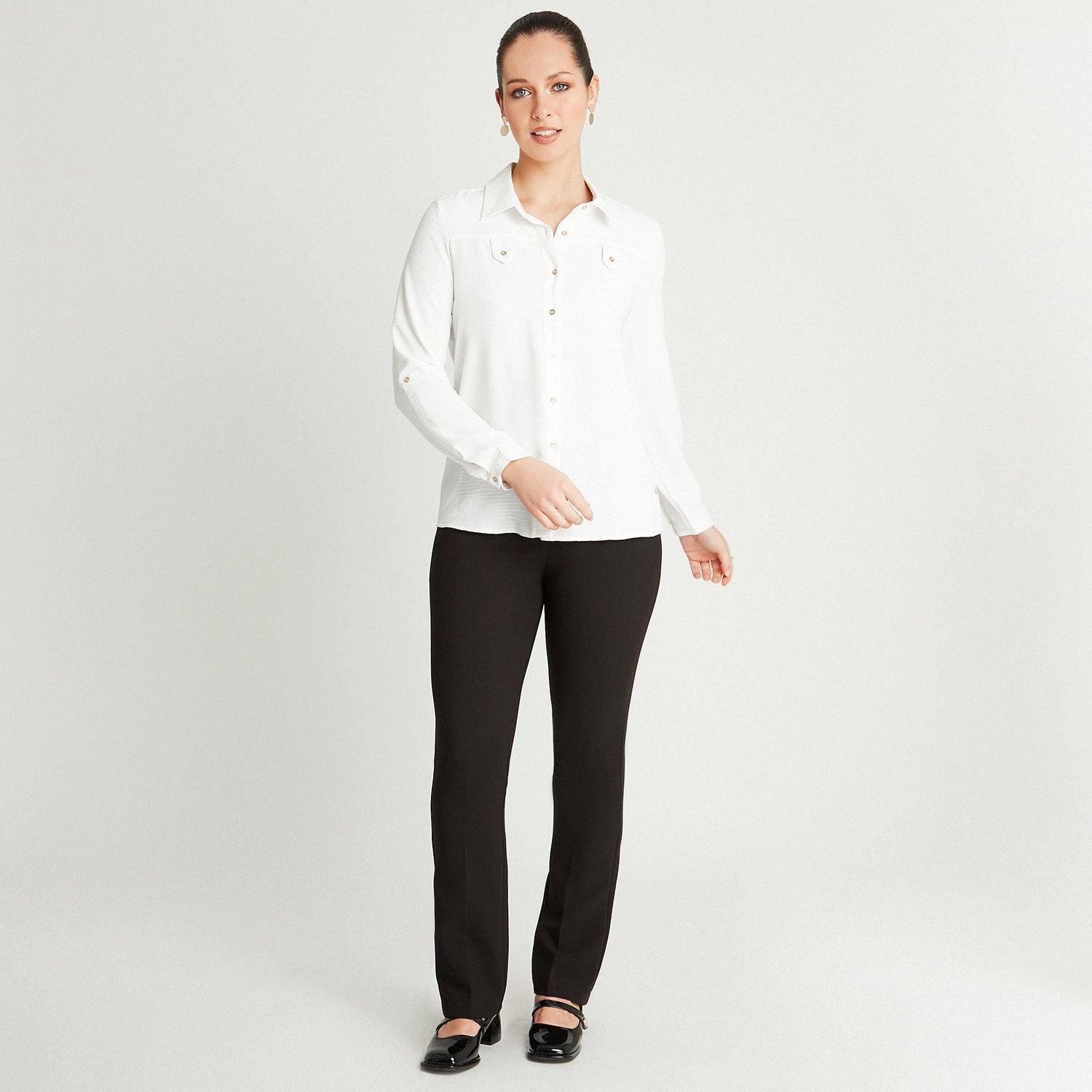 Blusa Crudo Manga Larga Cuello Camisero-3