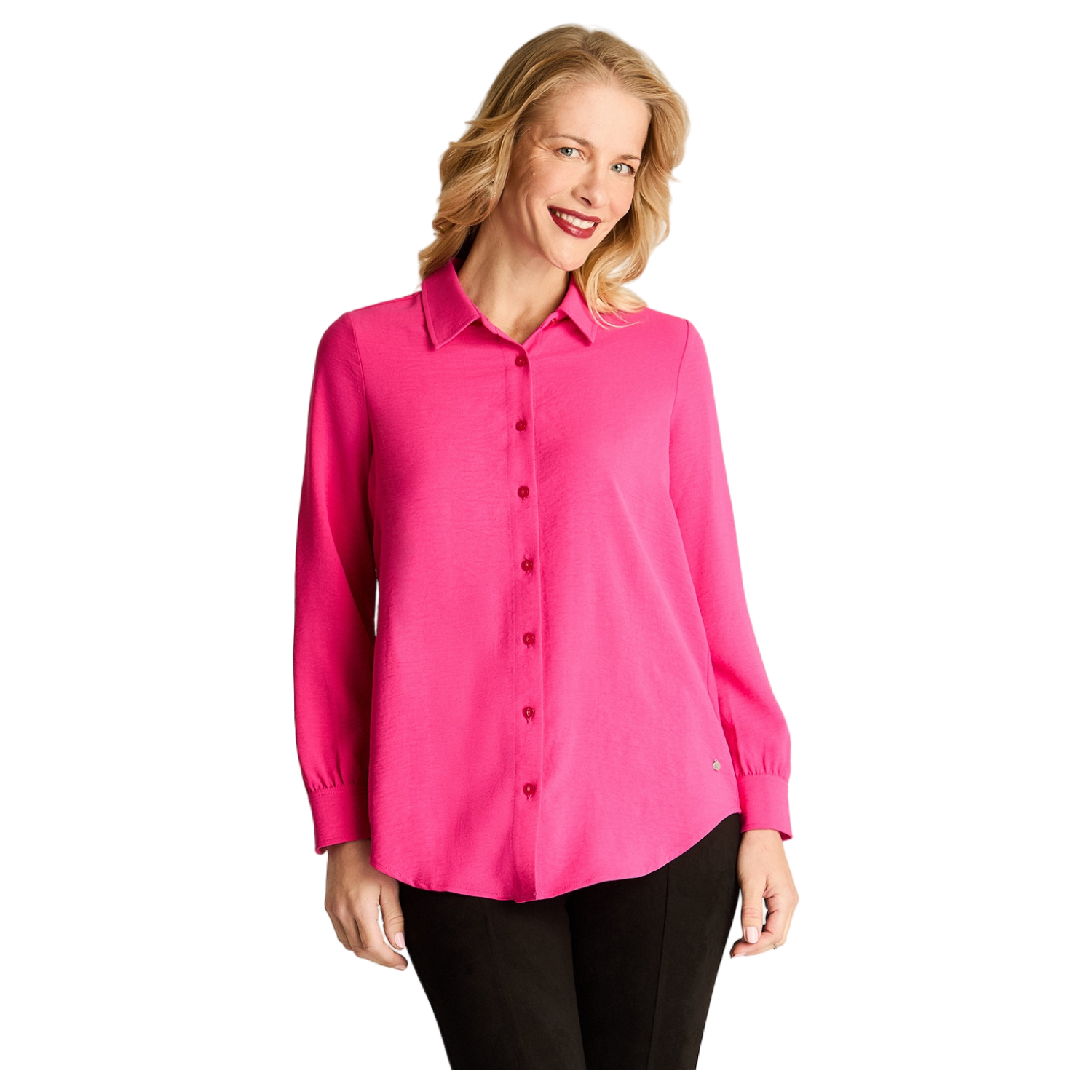 Blusa Manga Larga Camisera Fucsia-0