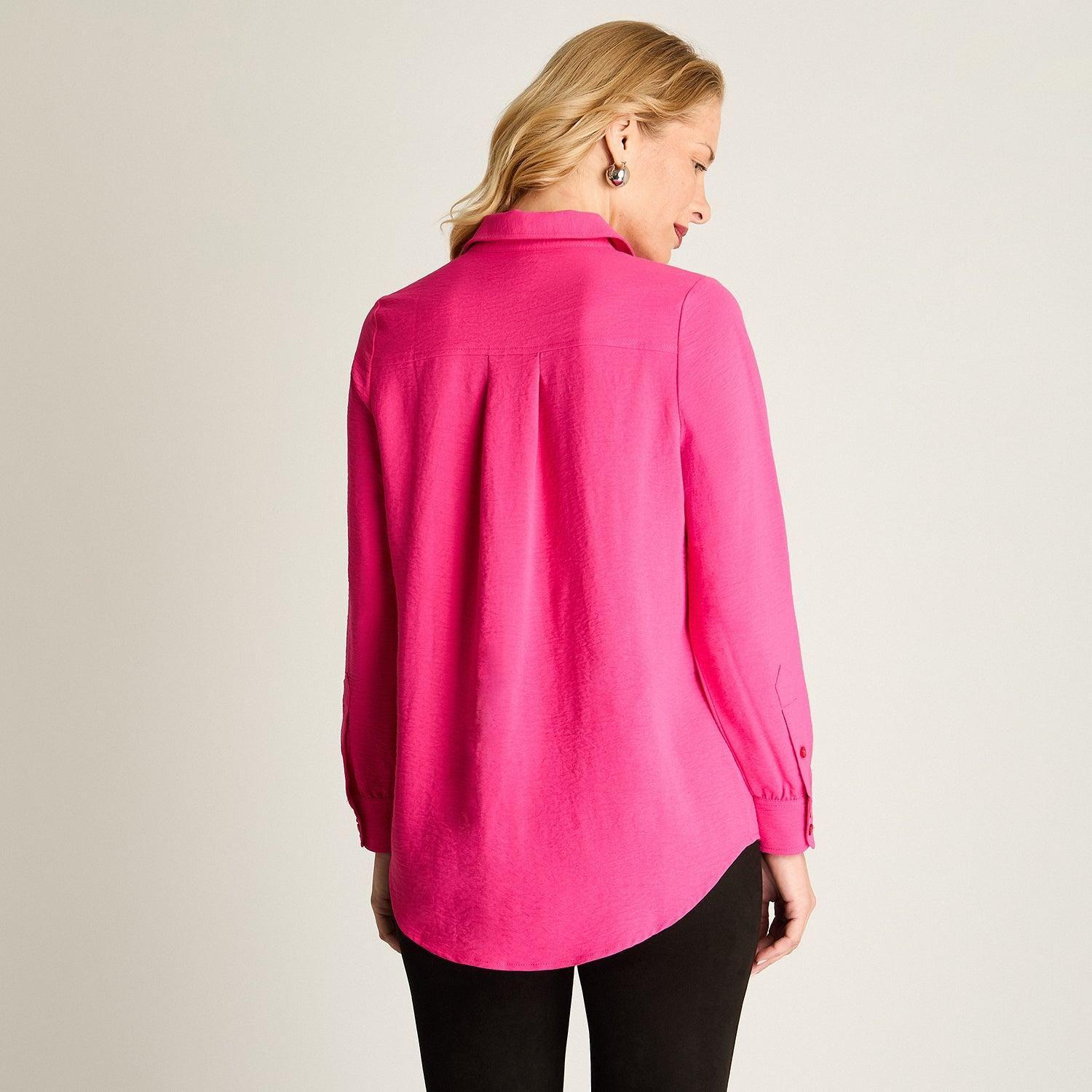 Blusa Manga Larga Camisera Fucsia-3