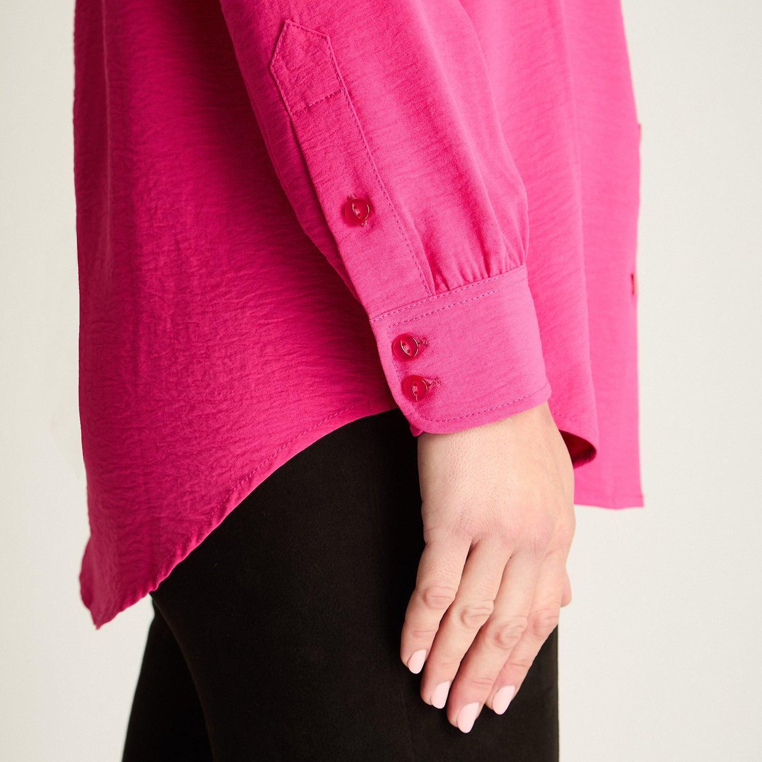 Blusa Manga Larga Camisera Fucsia-4