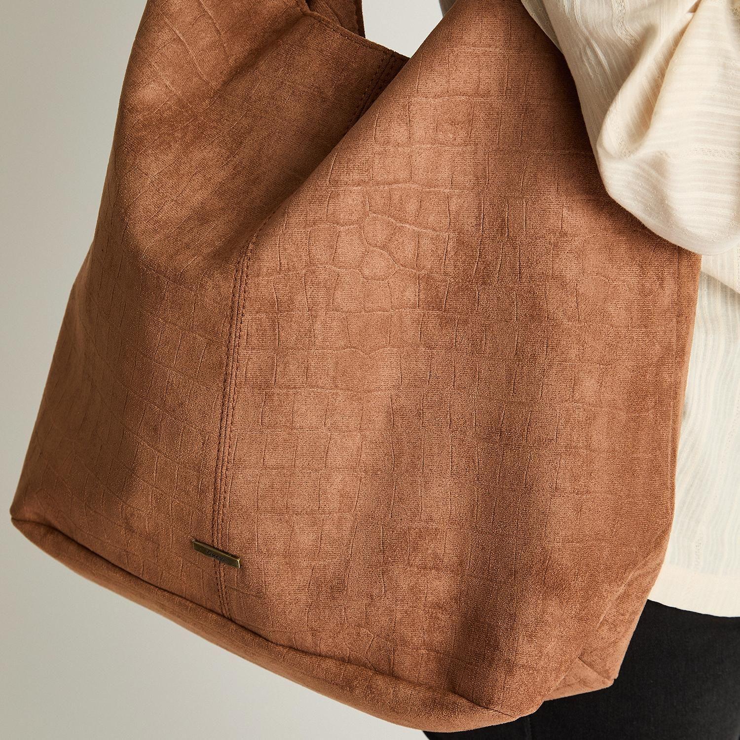 Cartera De Suede Texturizado Camel-2