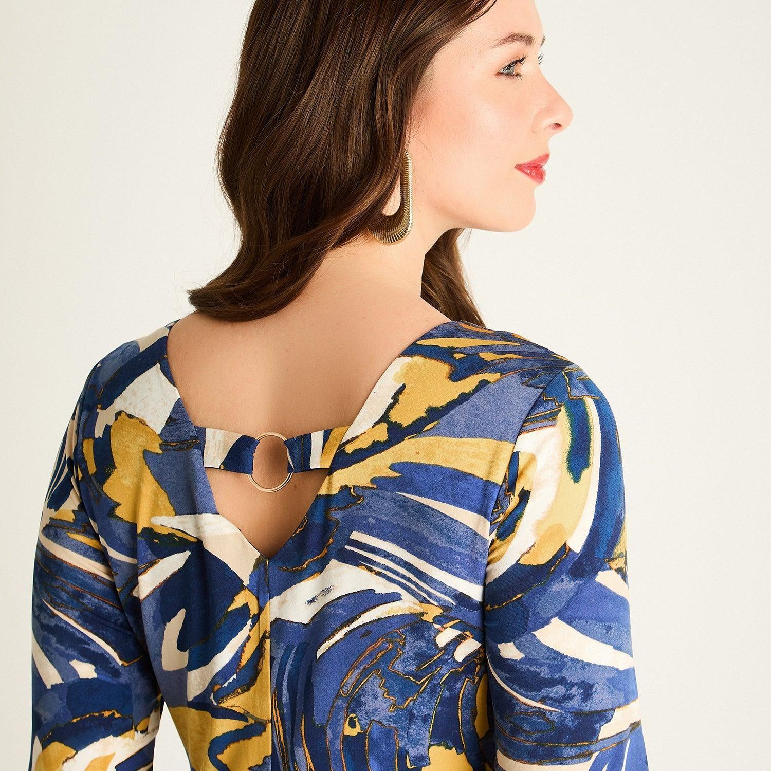 Vestido Corto Azul Estampado-2
