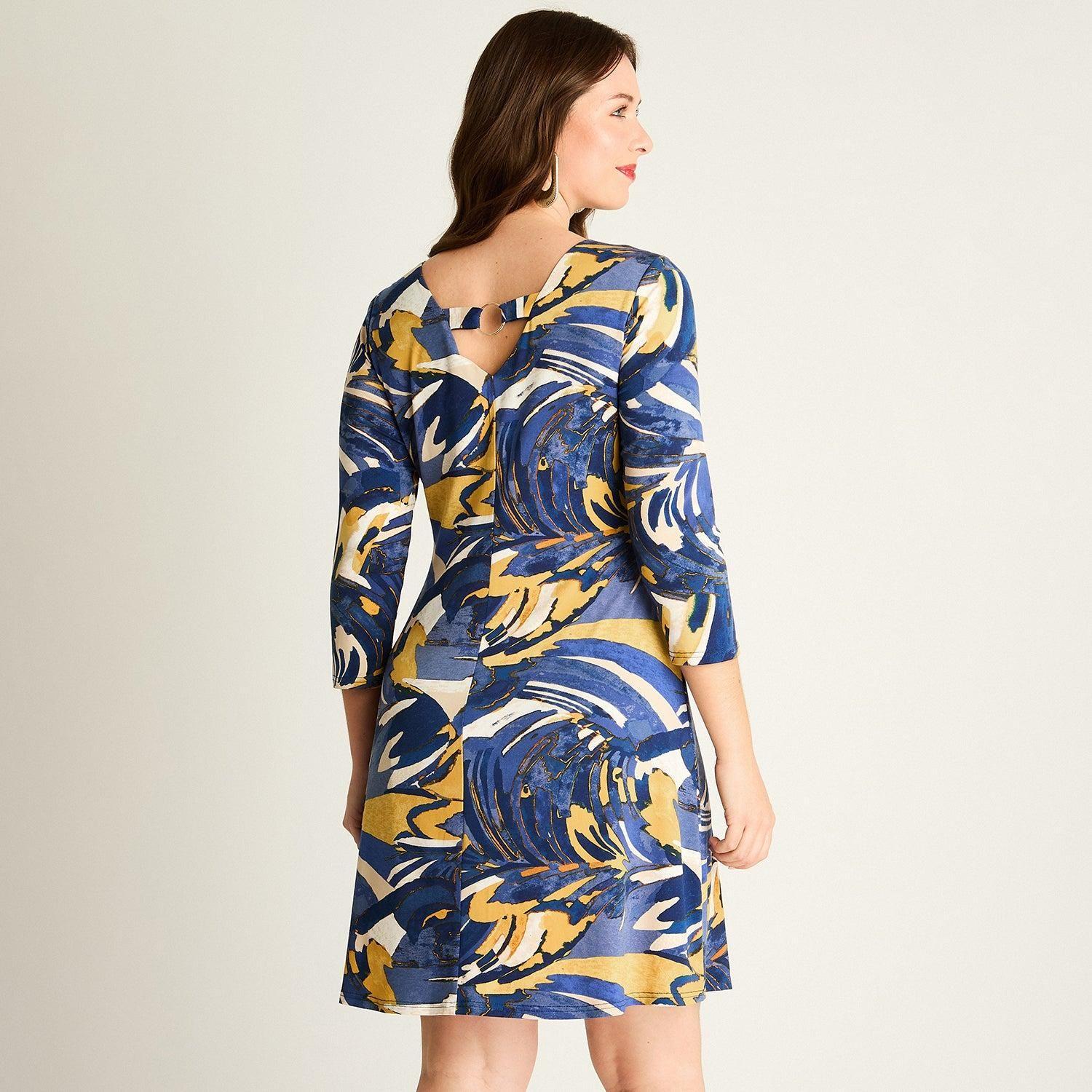 Vestido Corto Azul Estampado-3