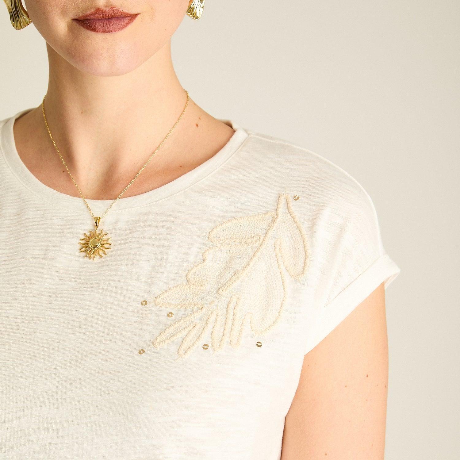 Polera Manga Corta con Bordado en el Hombro-2