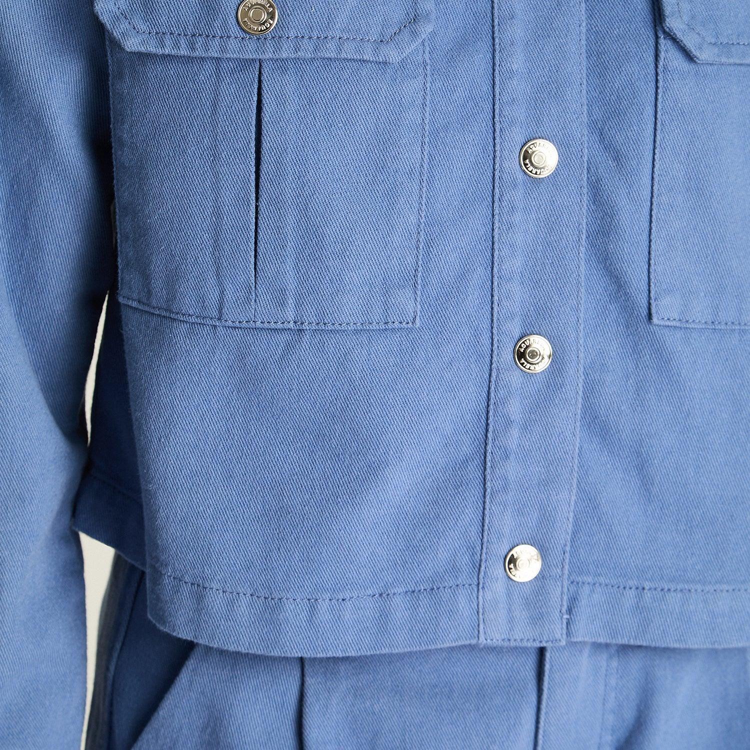 Casaca Crop Mezclilla Azul Manga Larga-2