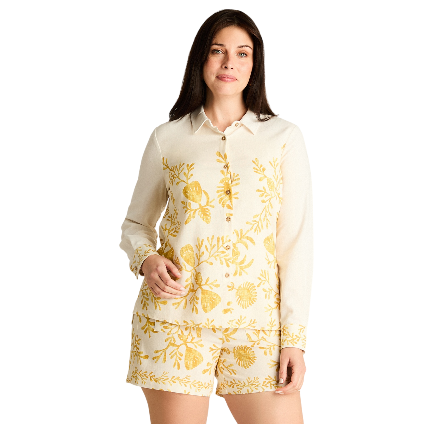 Blusa Crudo Manga Larga No Elasticado Sin Forro Calce Normal-0