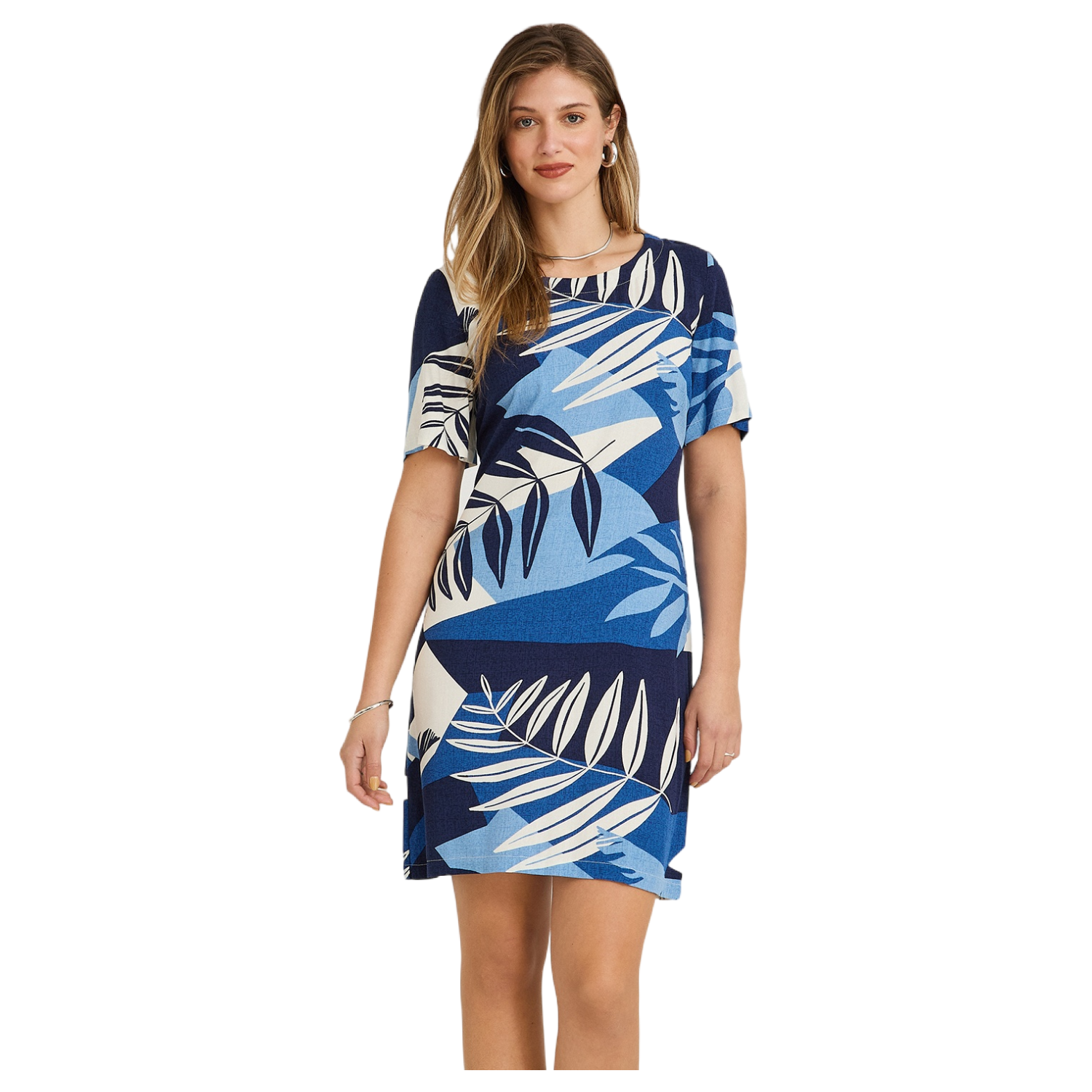 Vestido Corto Estampado Azul-0