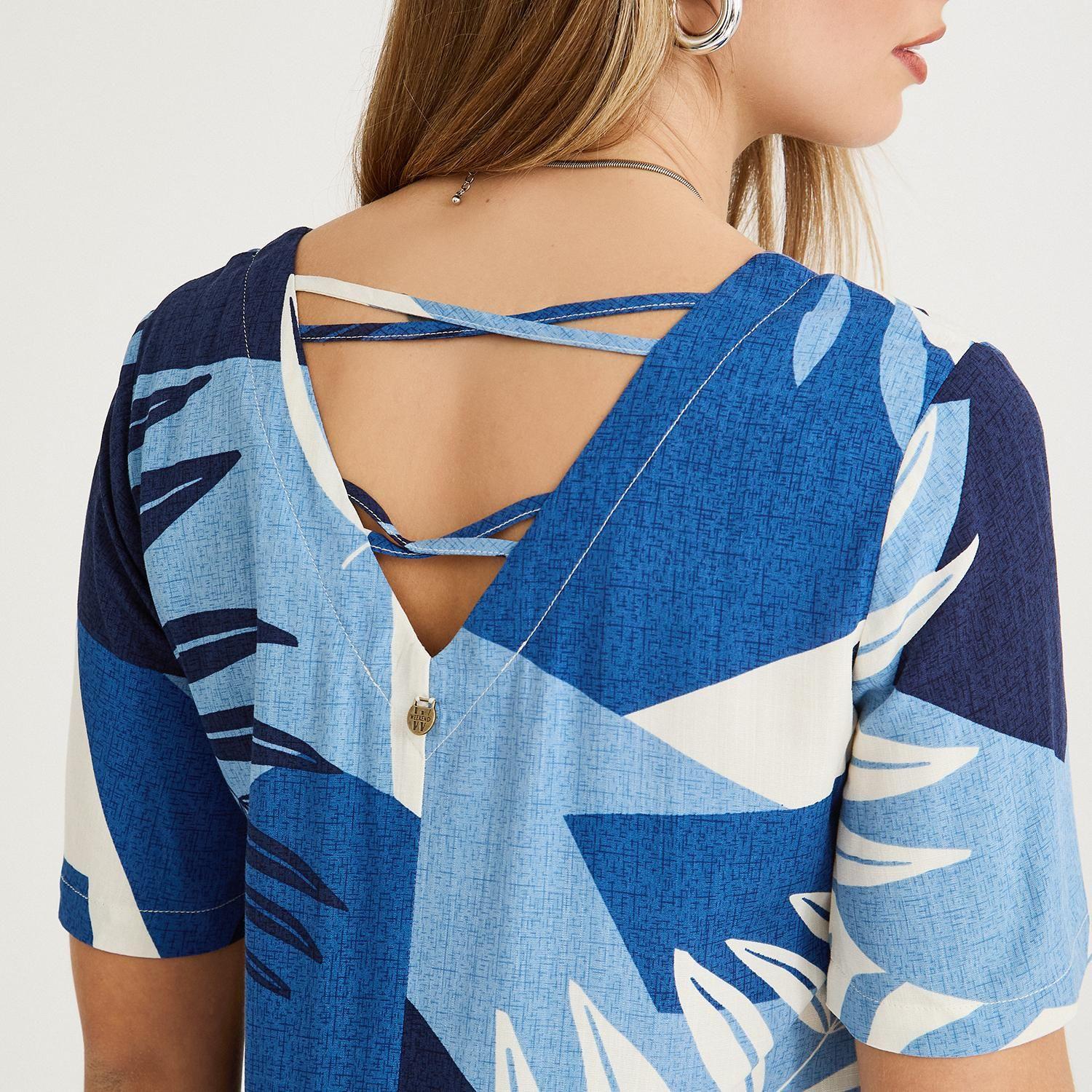 Vestido Corto Estampado Azul-2