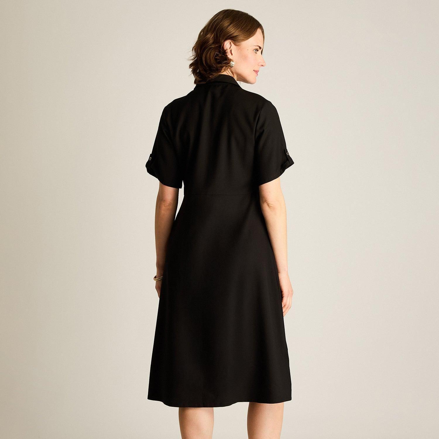 Vestido Midi Negro Sin Forro Calce Holgado-1
