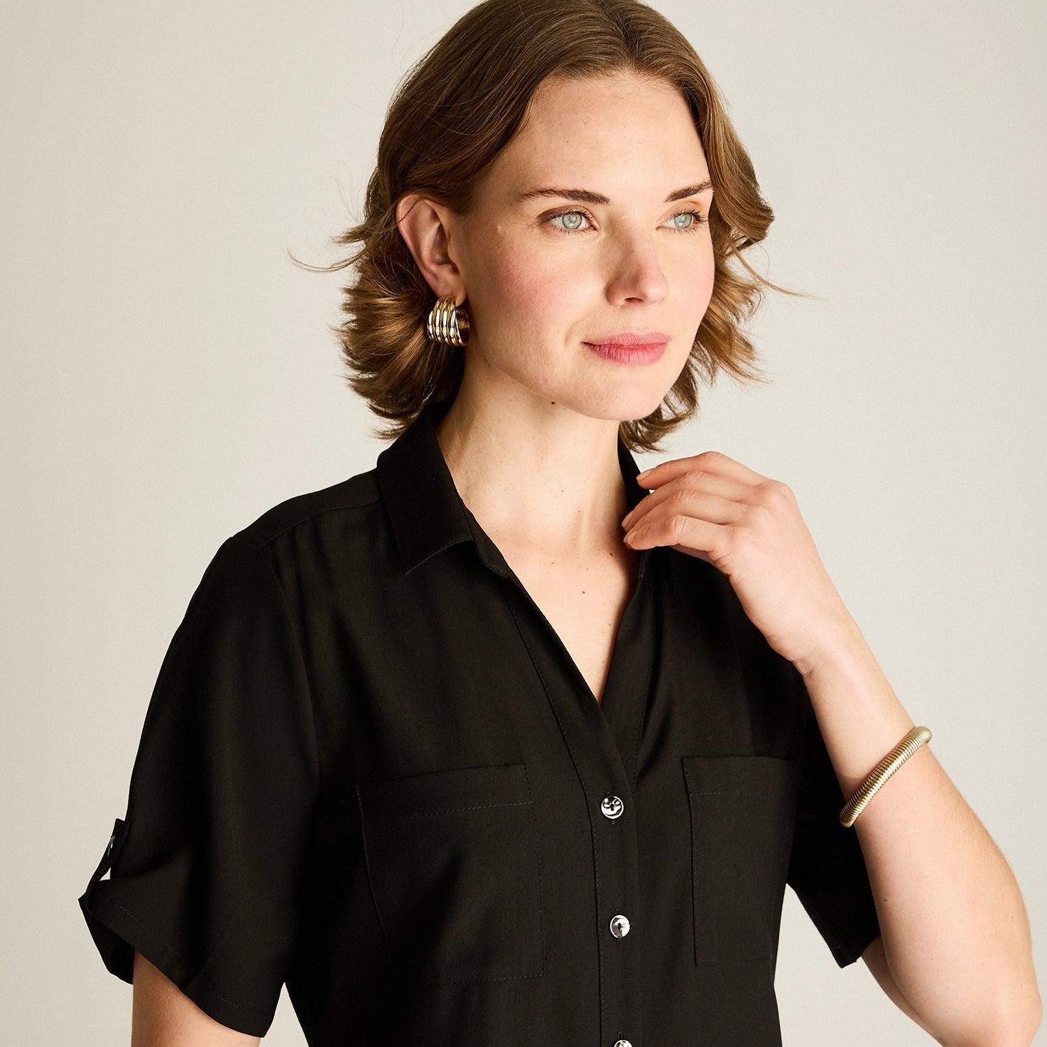 Vestido Midi Negro Sin Forro Calce Holgado-2