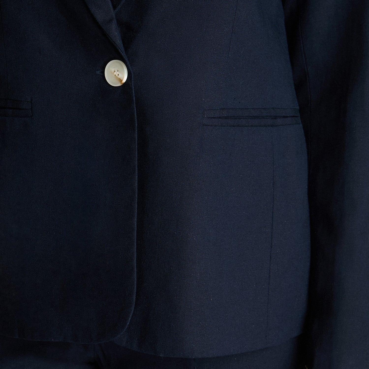 Blazer De Lino Clásico Con Un Botón Azul-2