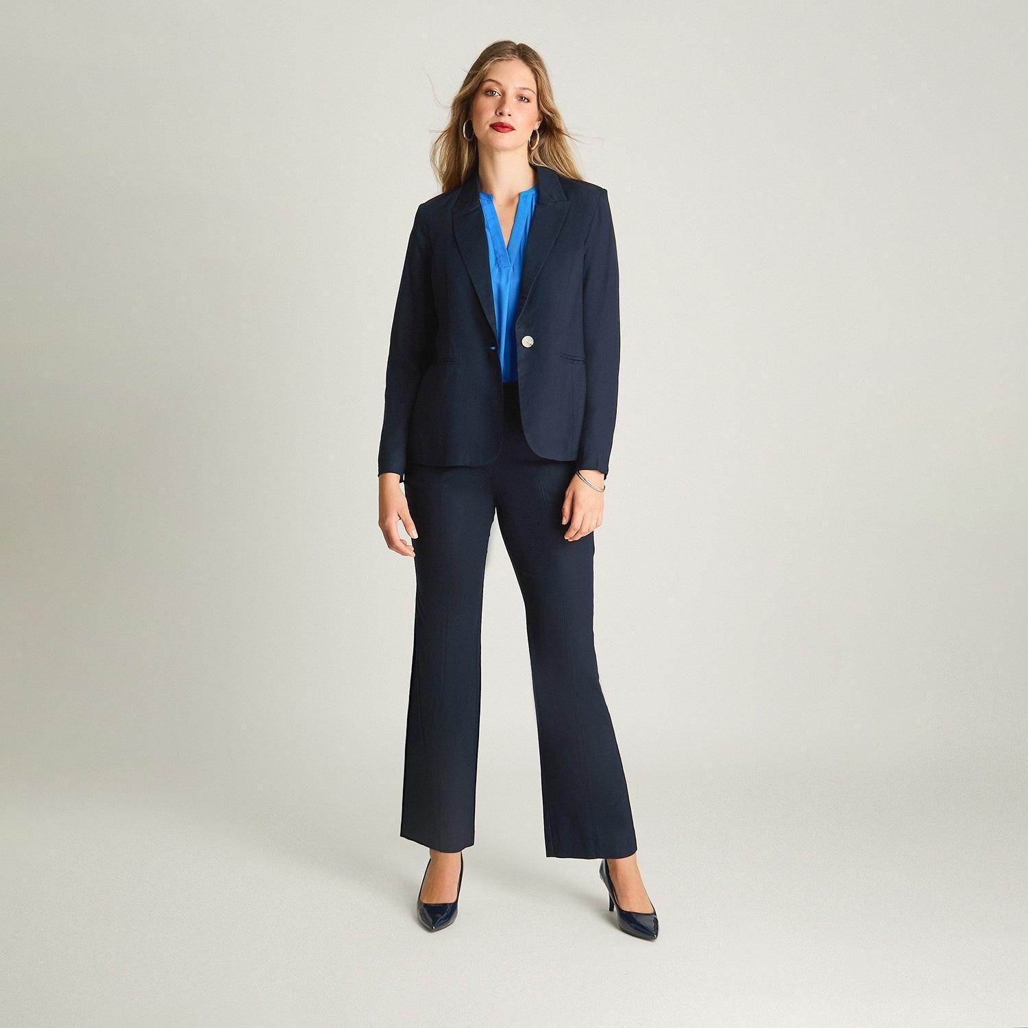 Blazer De Lino Clásico Con Un Botón Azul-3