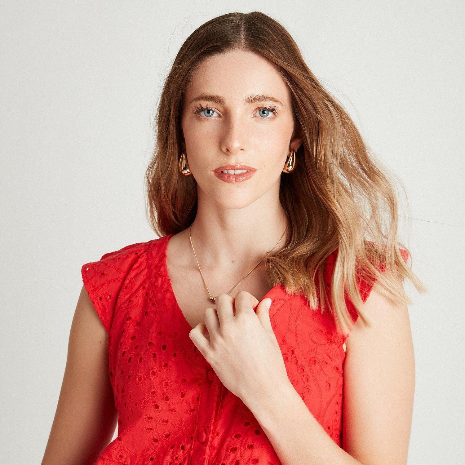 Blusa Rojo Sin Mangas De Broderie-2