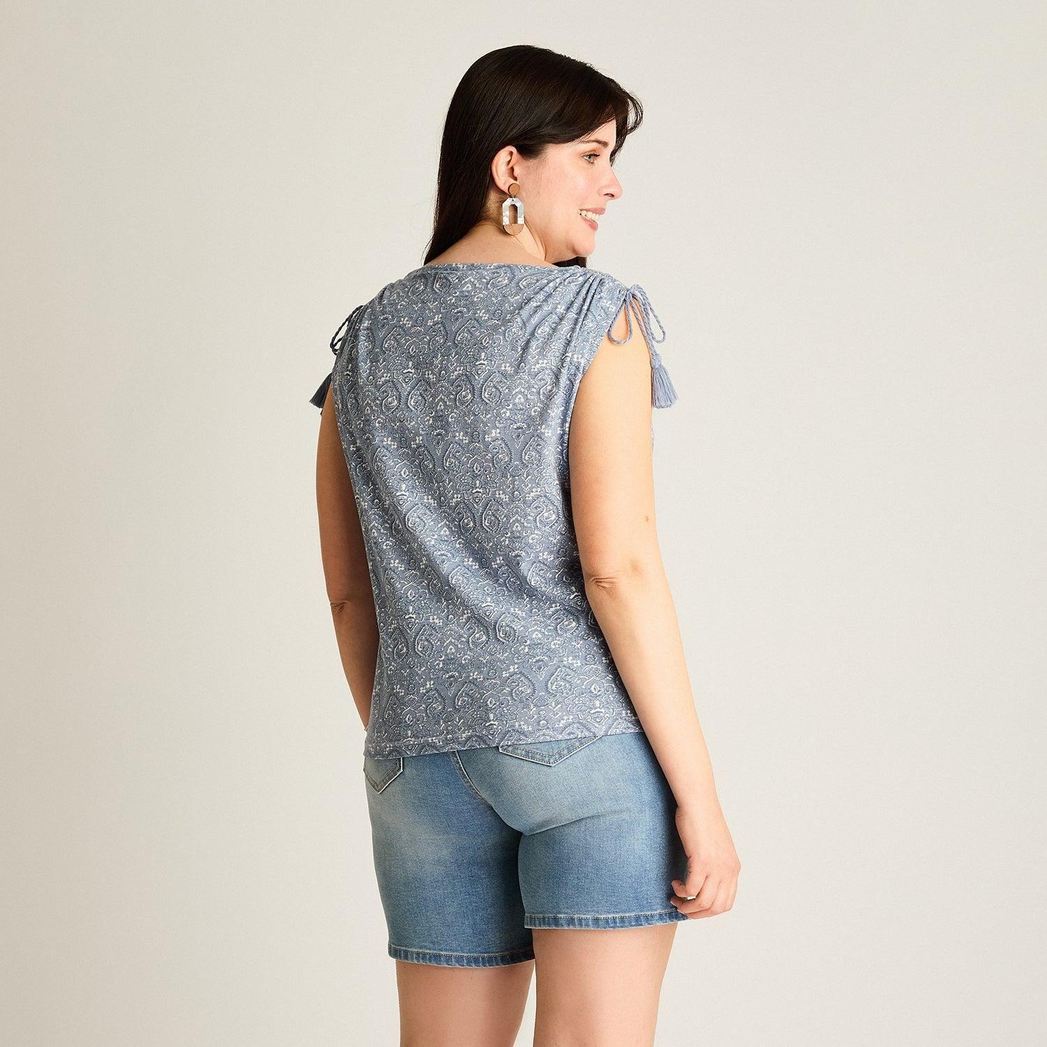 Polera Indigo Manga Corta Sin Forro Calce Normal-1