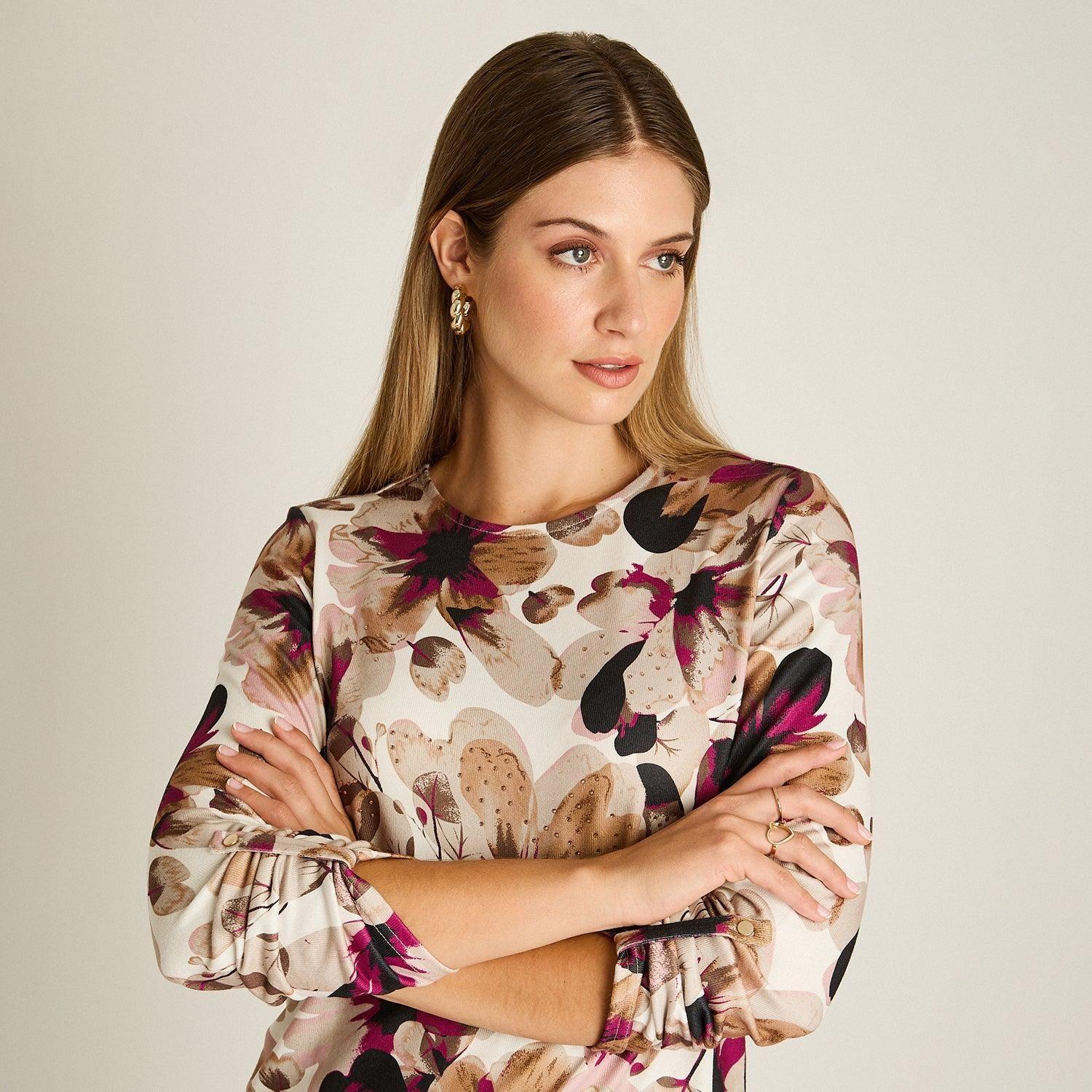 Polera Beige Manga Larga Elasticidad Media Sin Forro Calce Normal Tela Camant-2