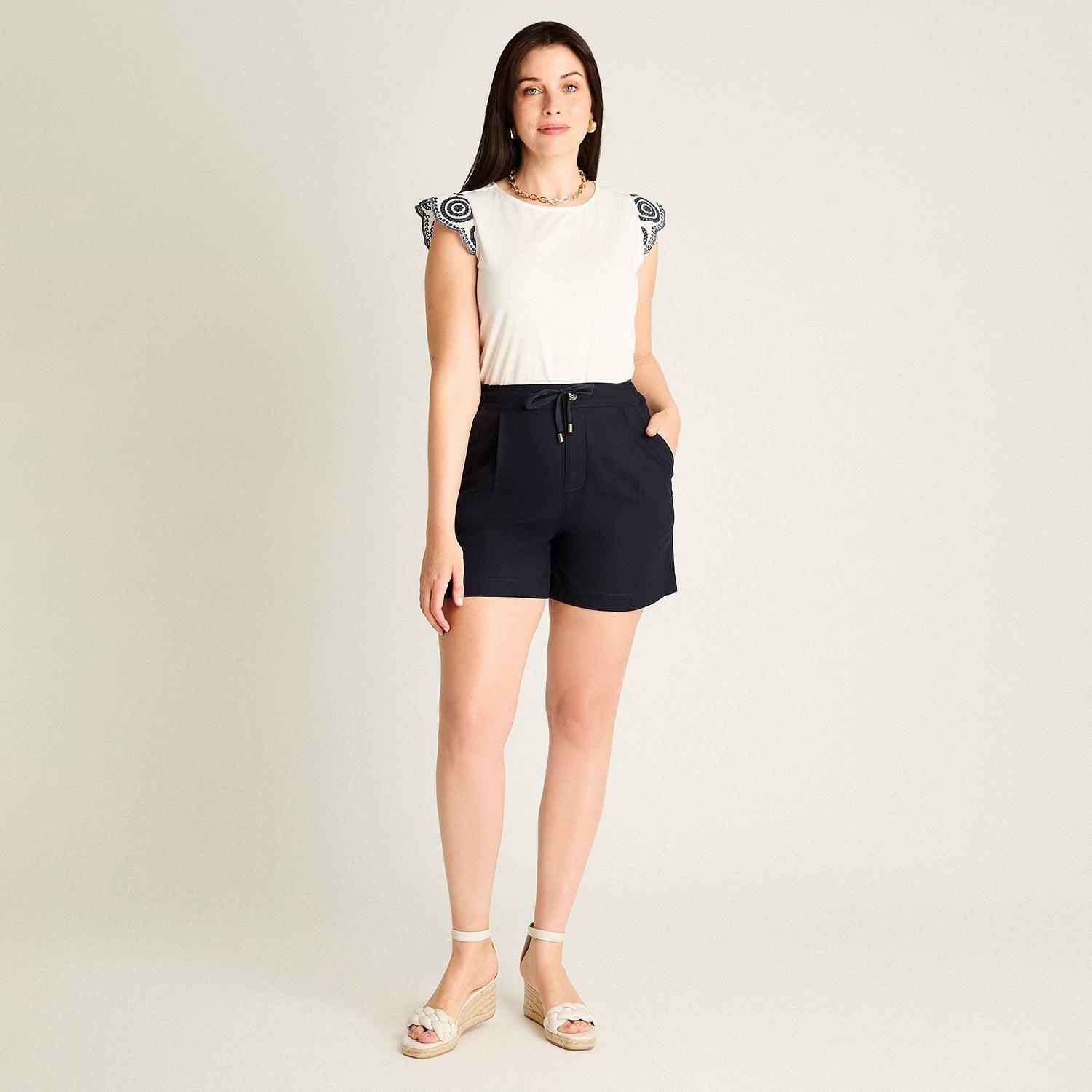 Bermuda Azul Corto No Elasticado Calce Normal-3