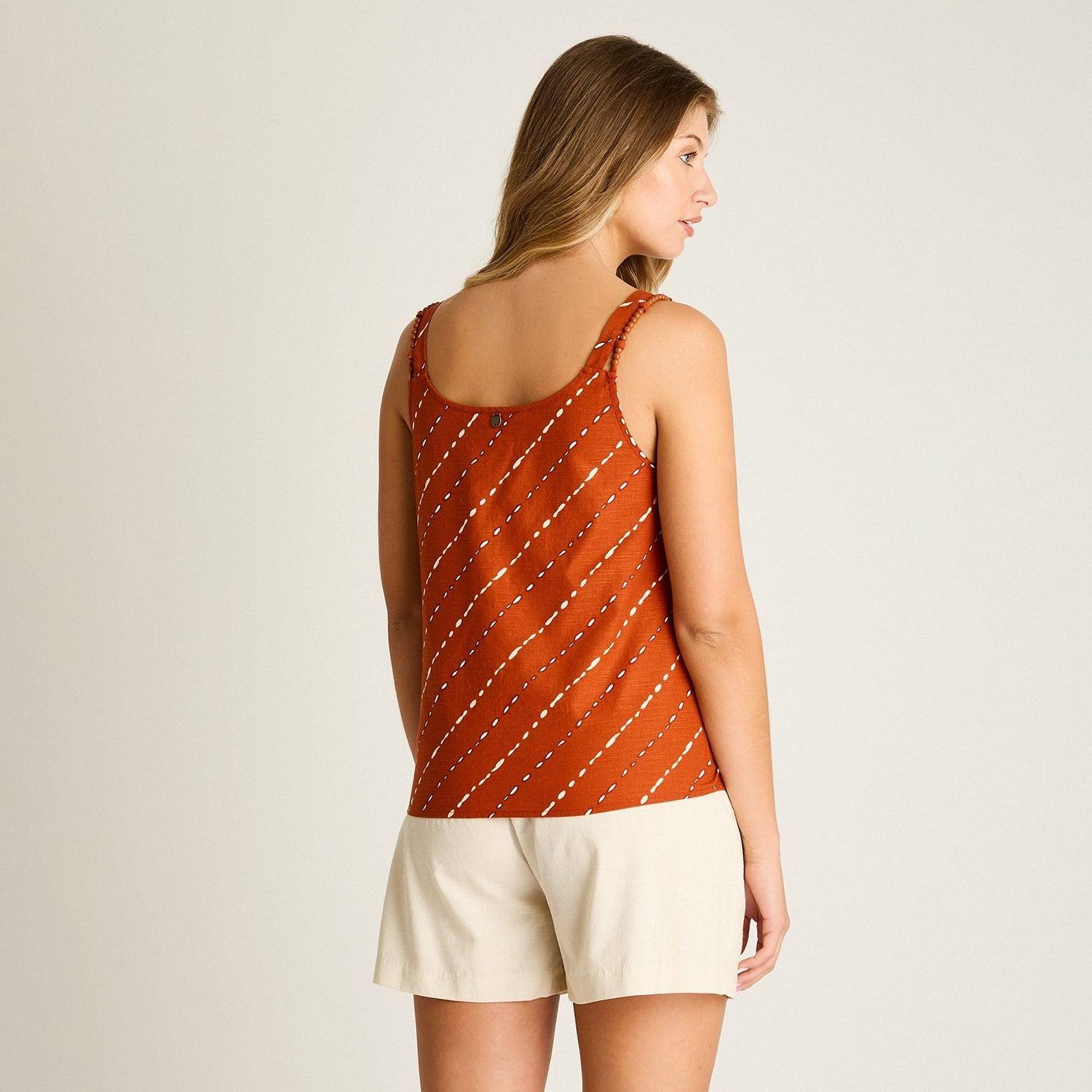 Blusa Terracota Sin Mangas No Elasticado Calce Normal-1