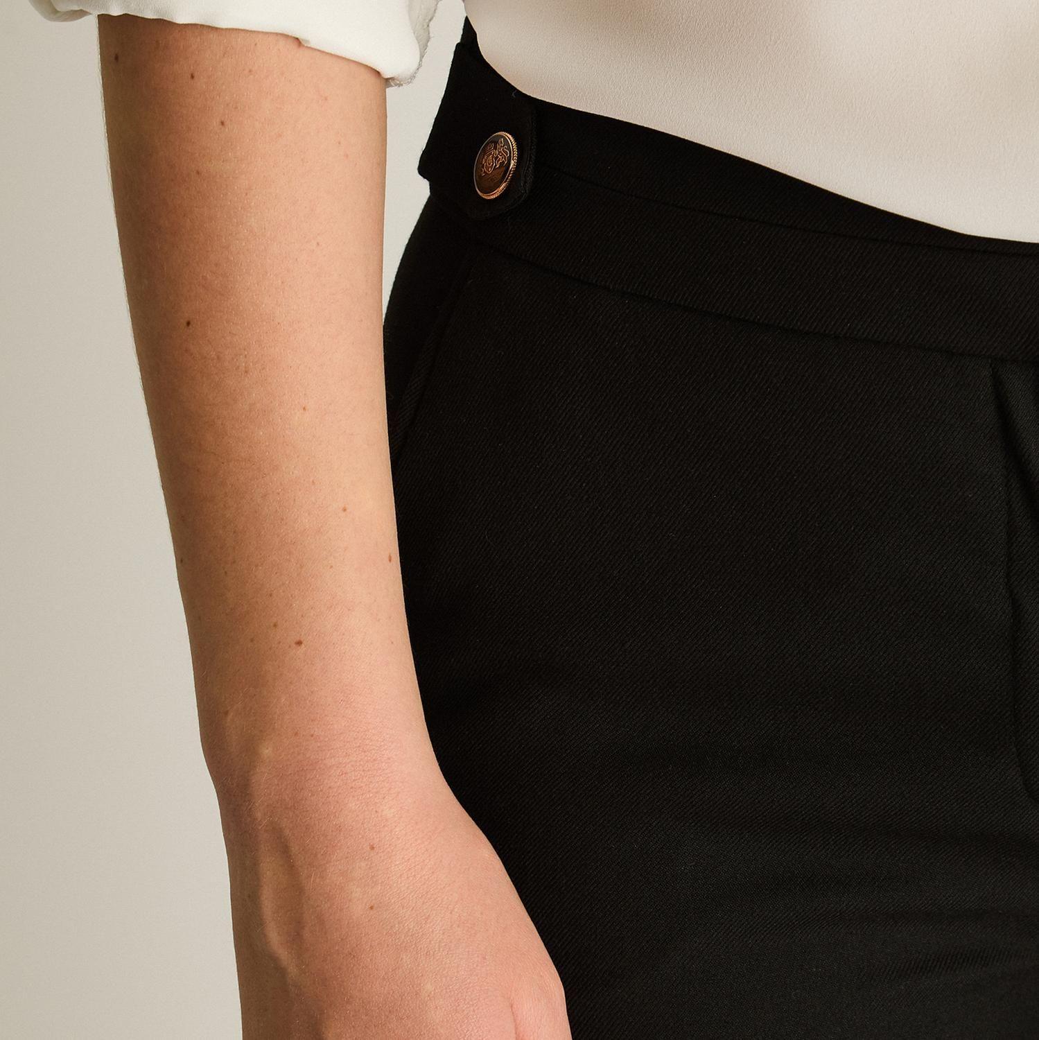 Pantalón Formal Negro Recto con Aplicación de Botones en Pretina-2