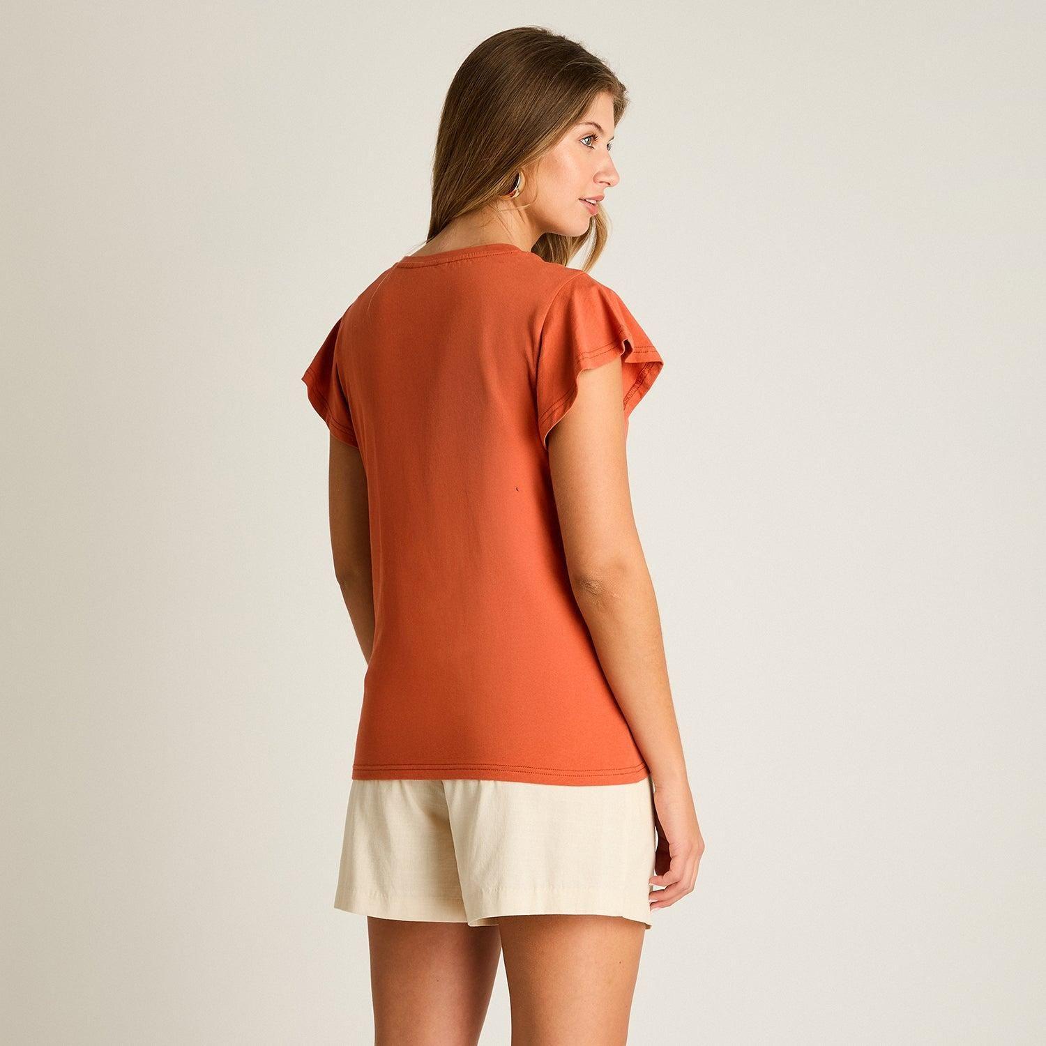 Polera Terracota Manga Corta Sin Forro Calce Normal-1