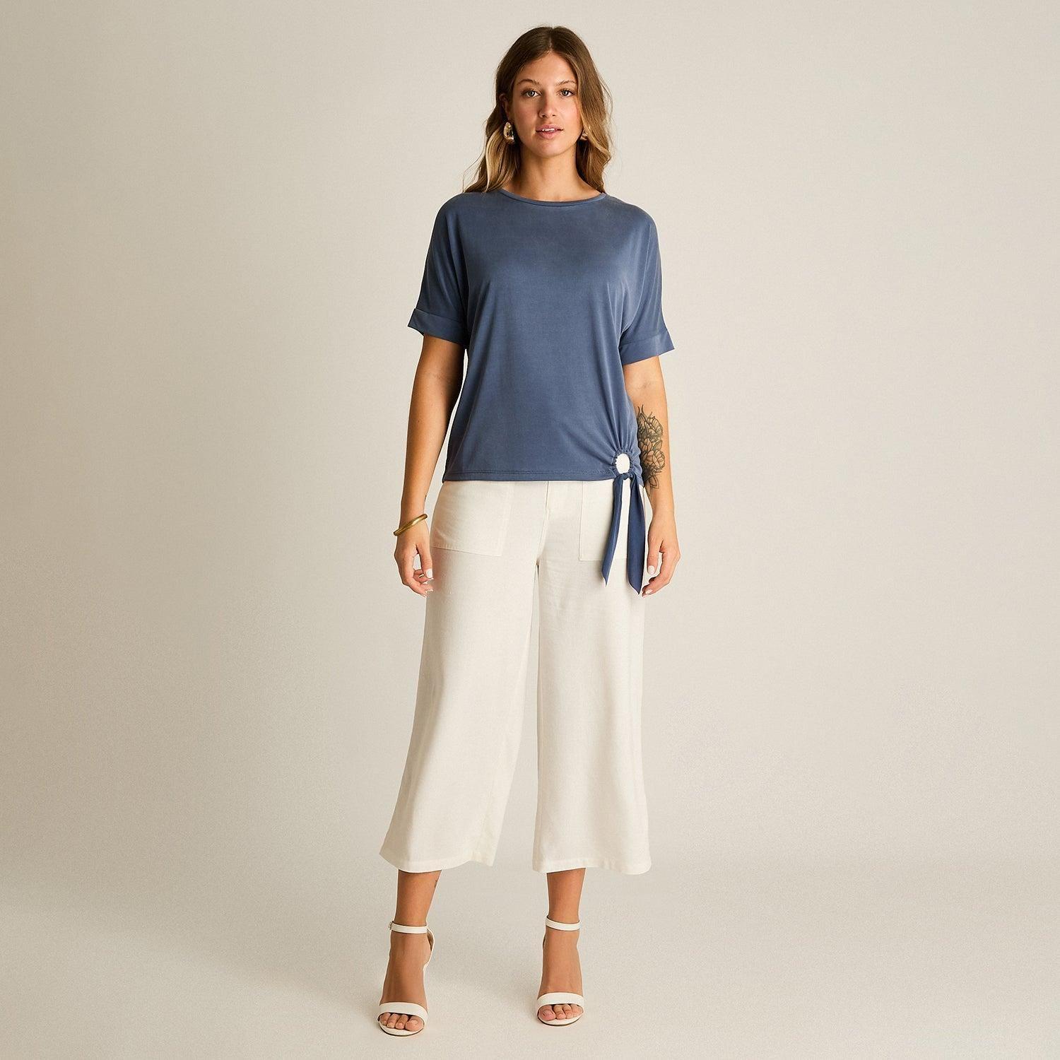 Polera Índigo Manga Corta Sin Forro Calce Holgado-3