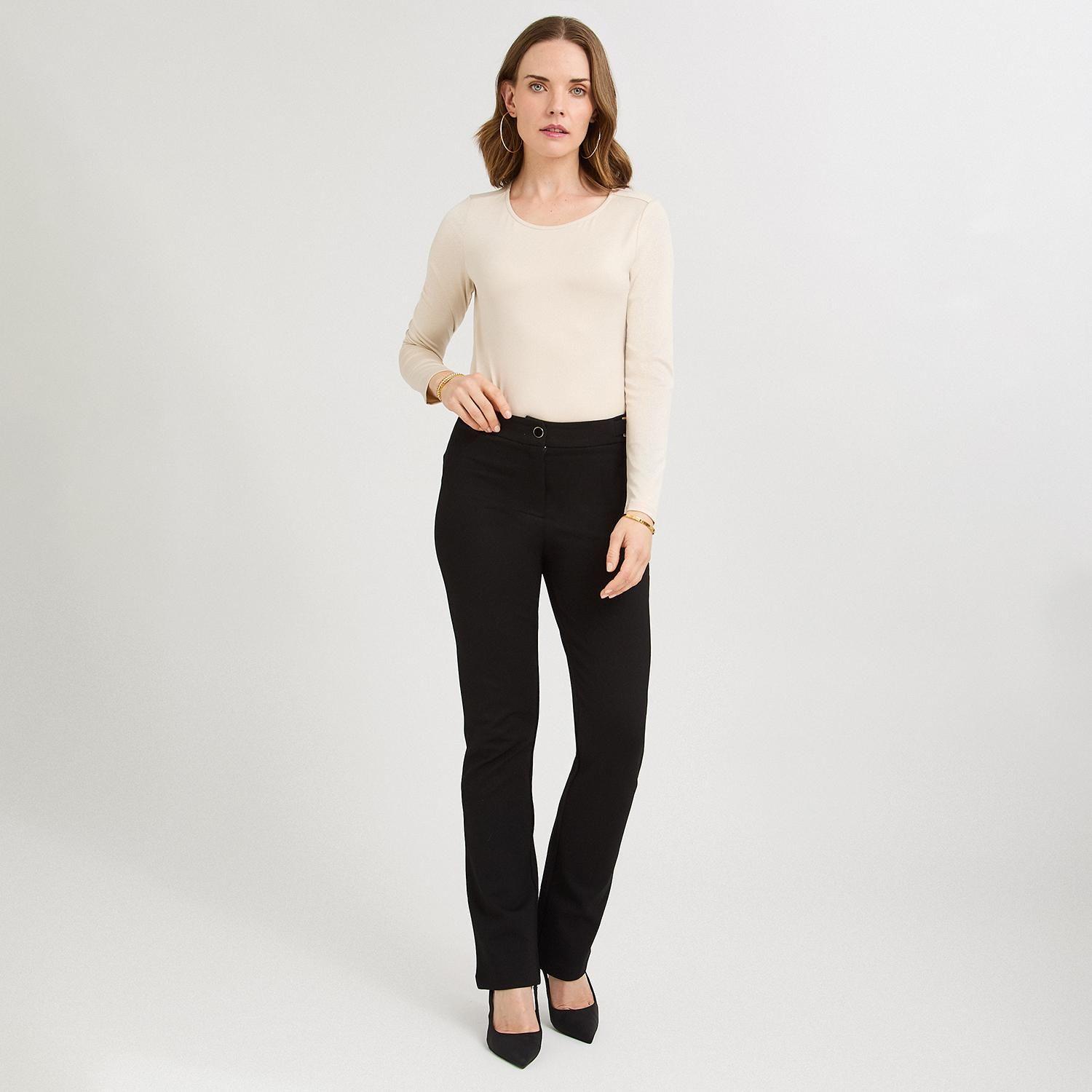 Pantalón Formal Recta un Botón con Aplicación en Pretina Negro-3