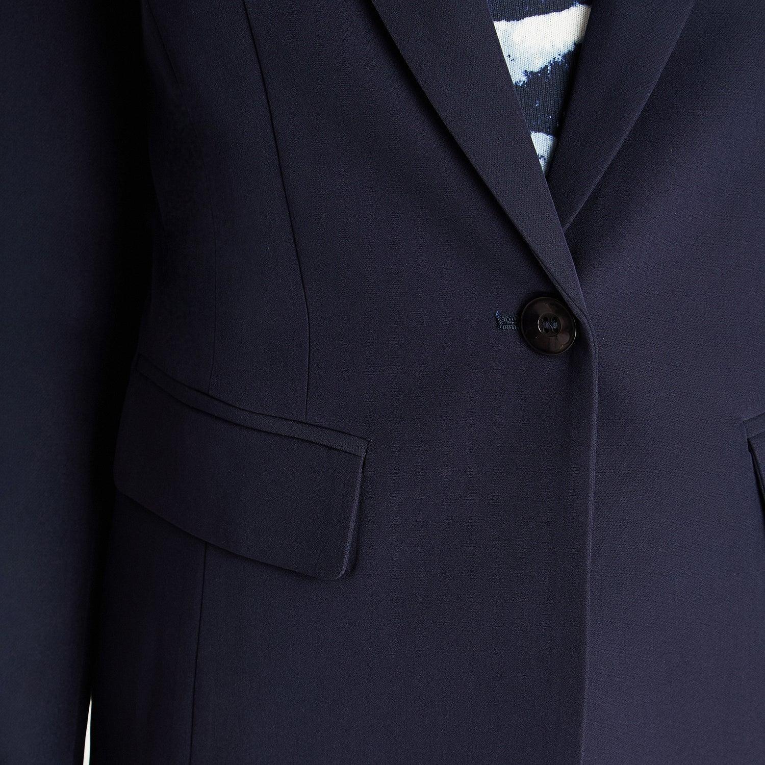 Blazer Manga Larga Un Botón Con Solapa En Bolsillo Azul-2