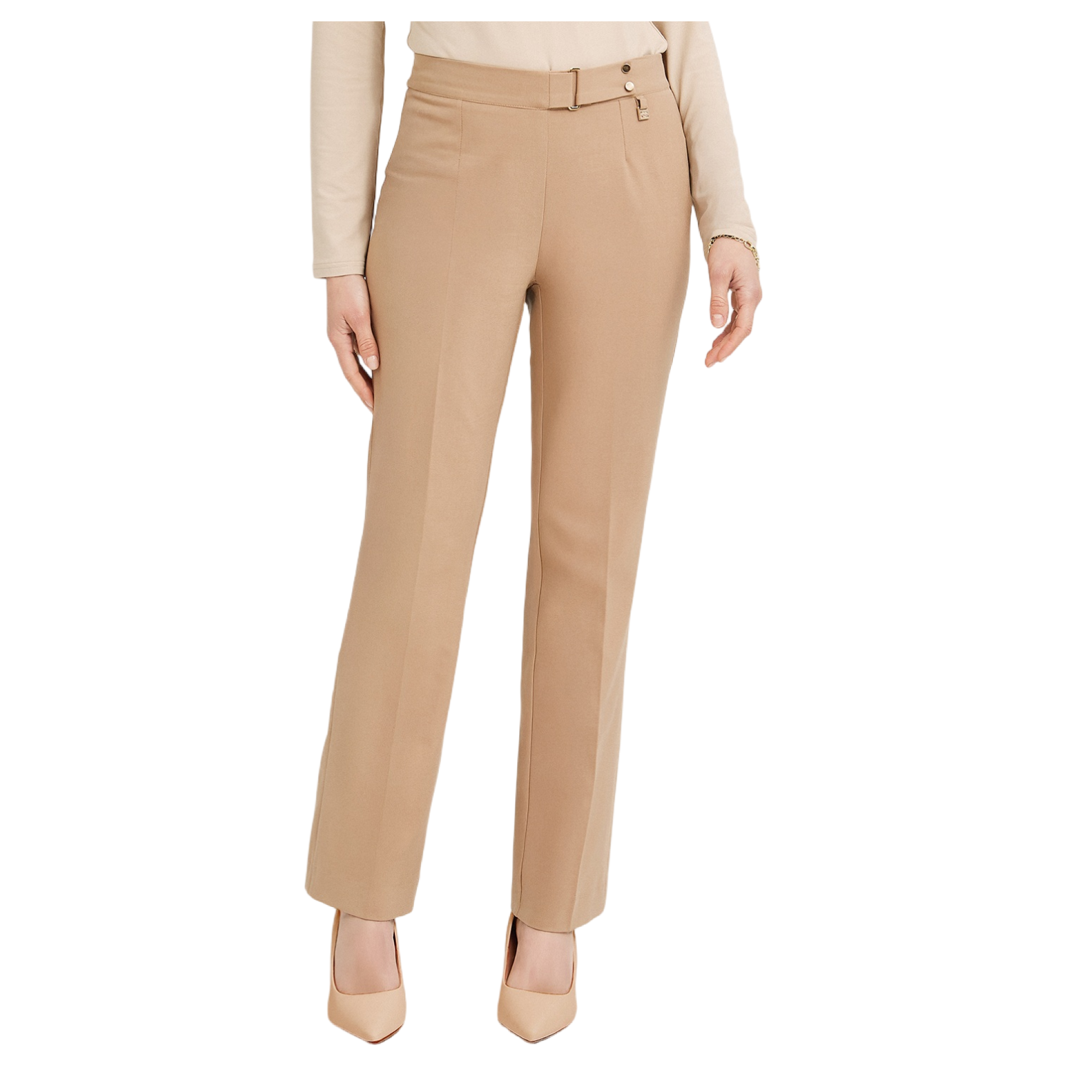 Pantalón Formal Recto Pretina Elasticada Camel-0