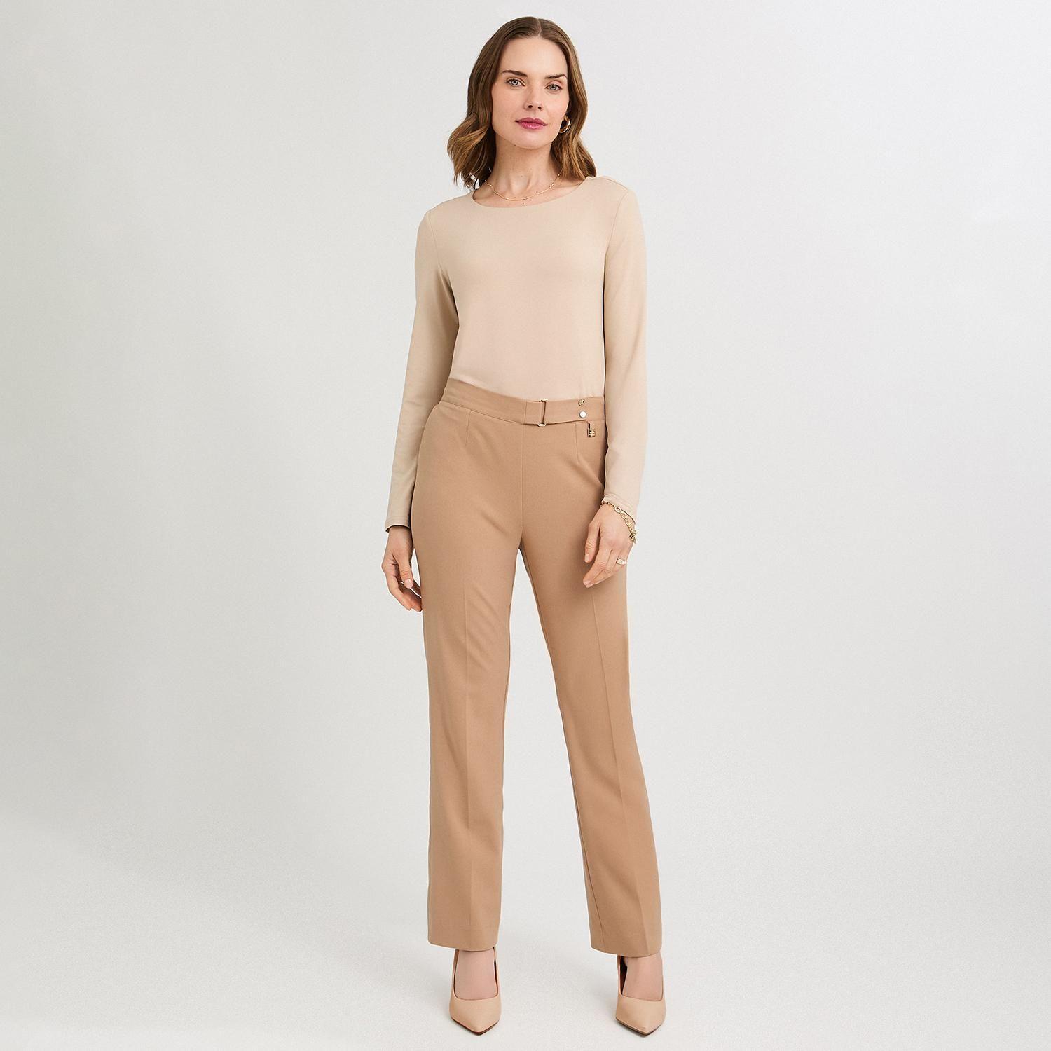 Pantalón Formal Recto Pretina Elasticada Camel-3