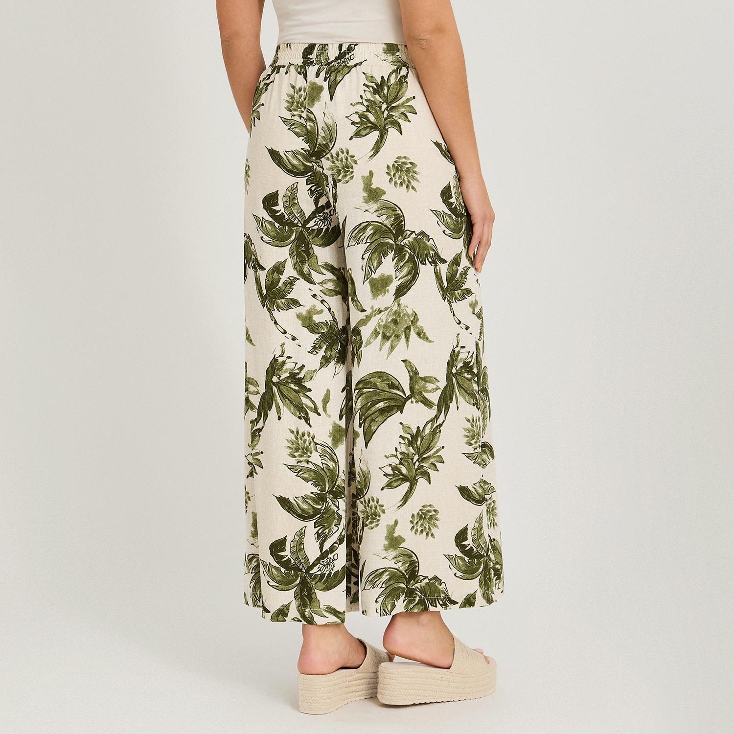Pantalón Sport Palazzo Estampado Verde-1