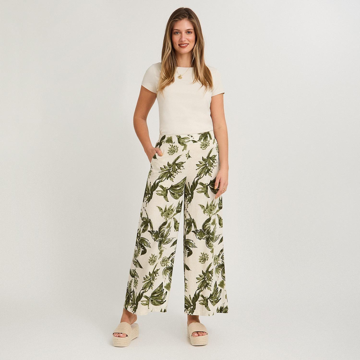 Pantalón Sport Palazzo Estampado Verde-3