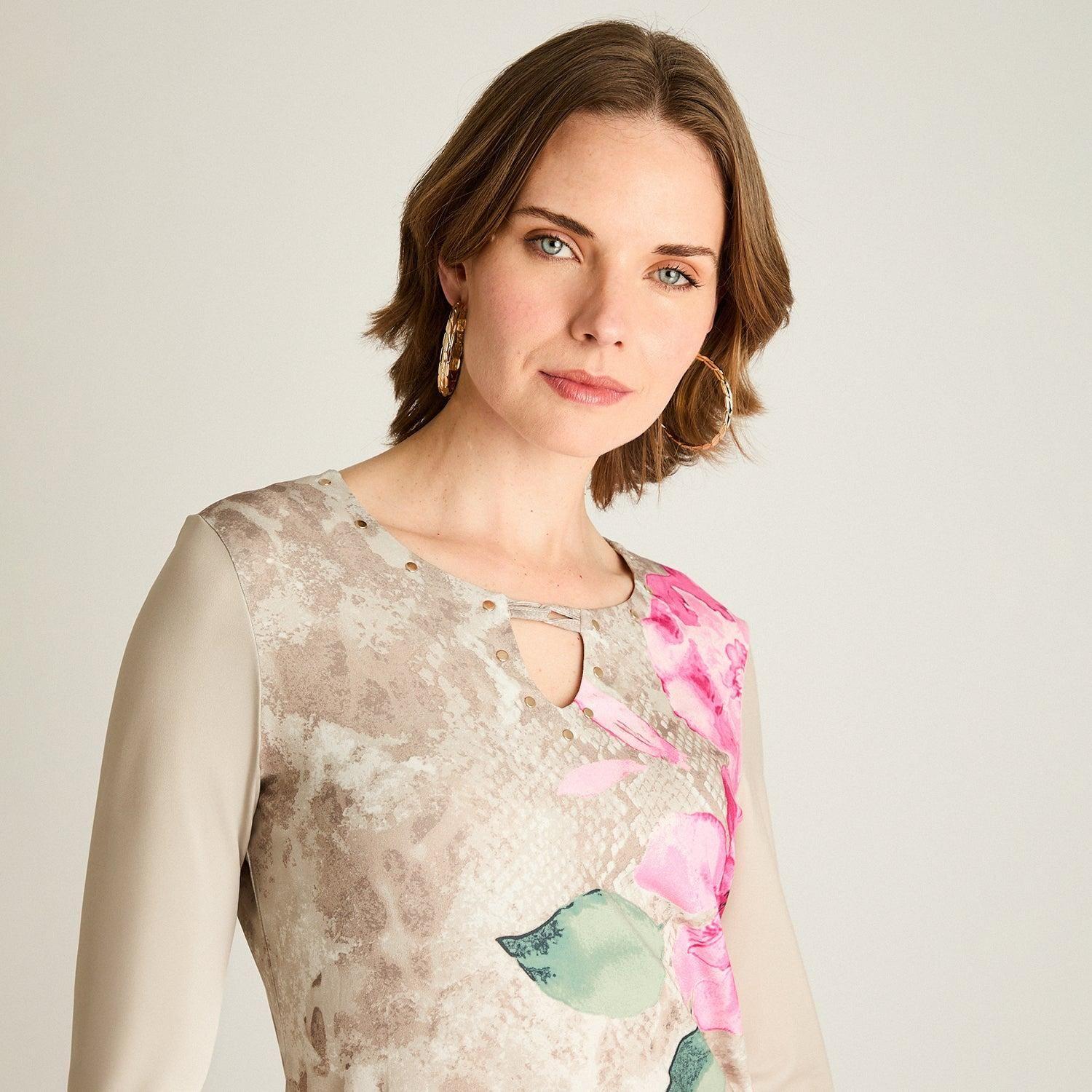 Polera Floral Crudo Manga 3/4-2