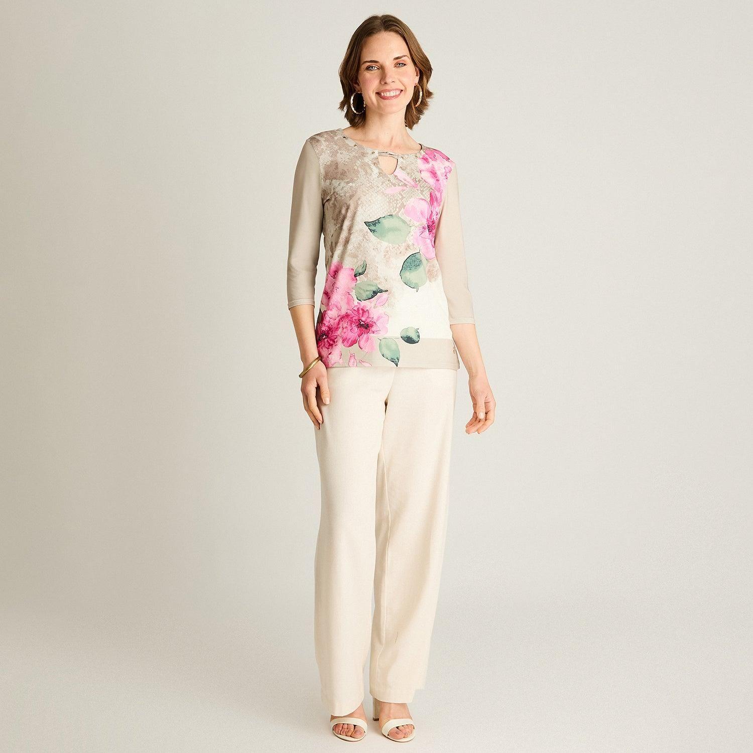 Polera Floral Crudo Manga 3/4-3